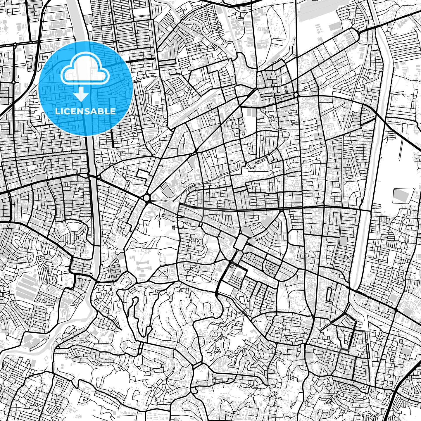Downtown map of Semarang, Central Java, Indonesia