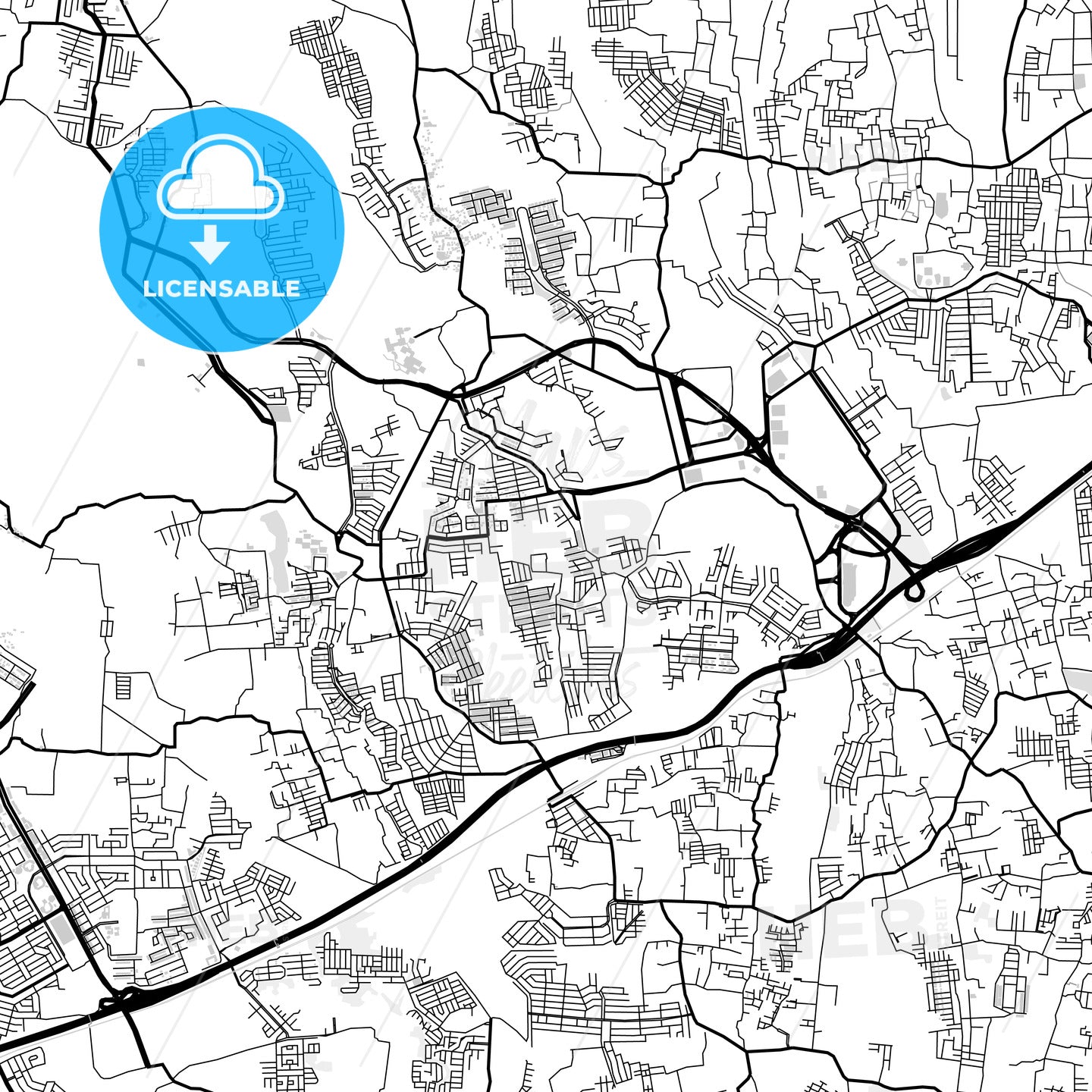 Downtown map of South Tangerang, Banten, Indonesia