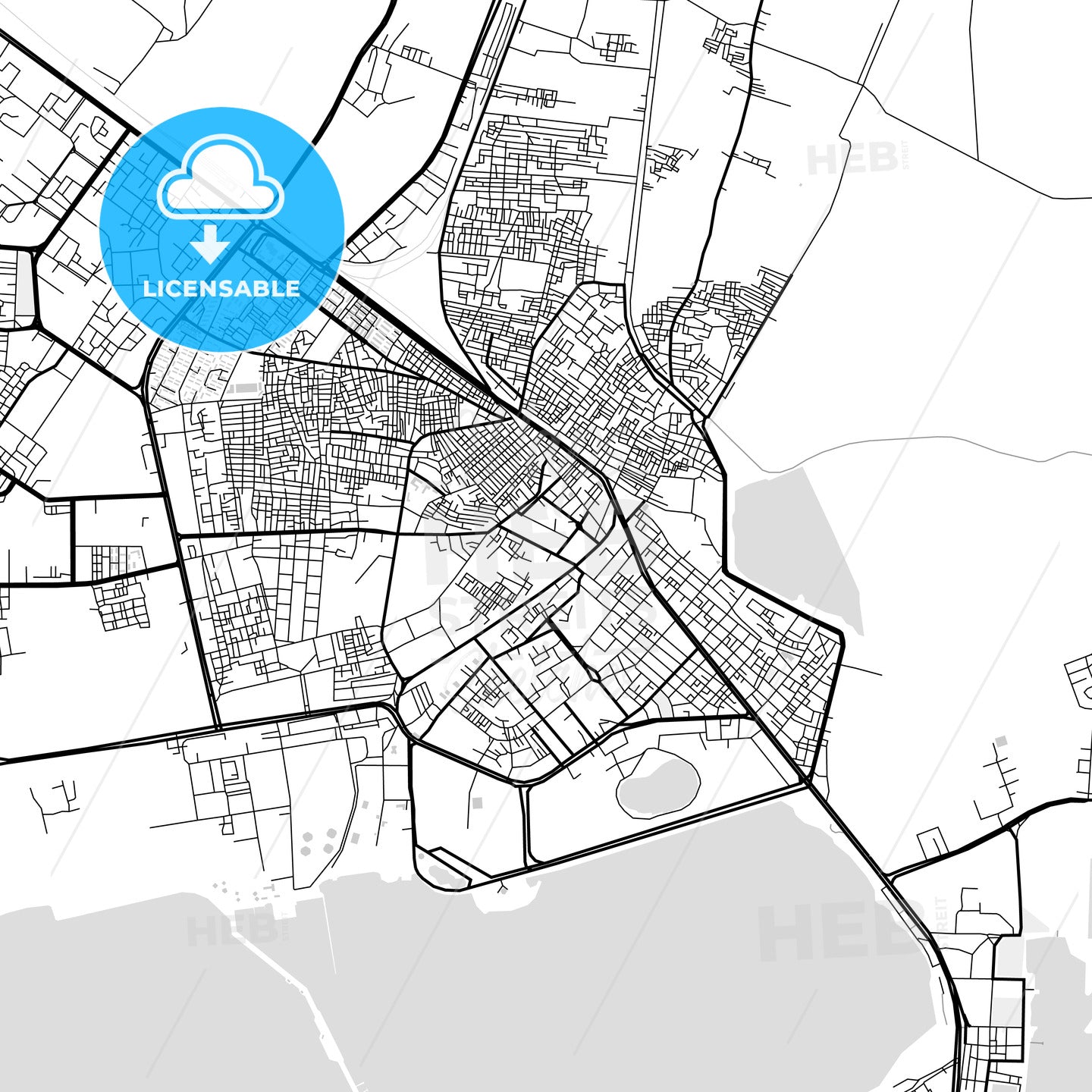 Downtown map of Suez, Egypt