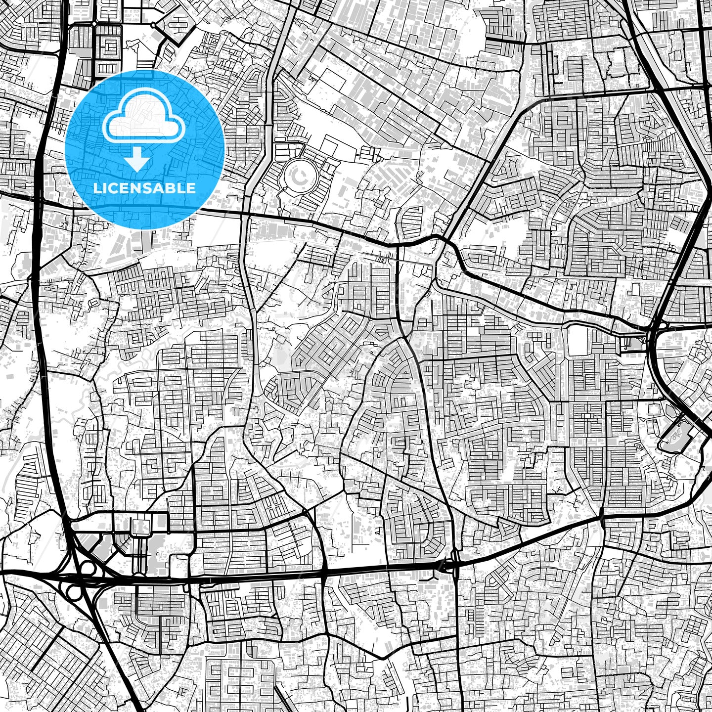 Downtown map of West Jakarta, Indonesia, Indonesia