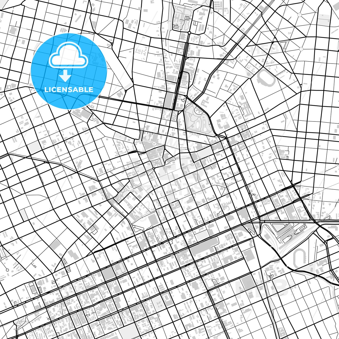 Downtown map of Curitiba, light