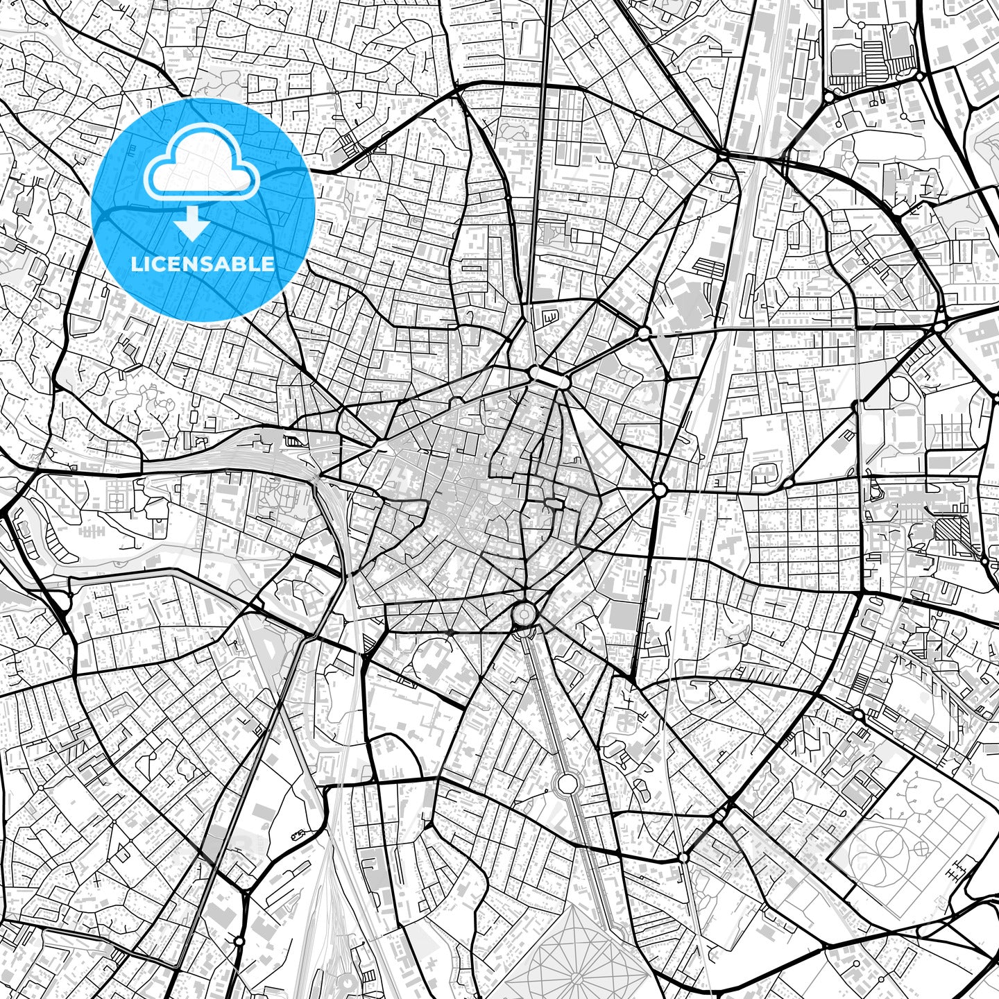 Downtown map of Dijon, light