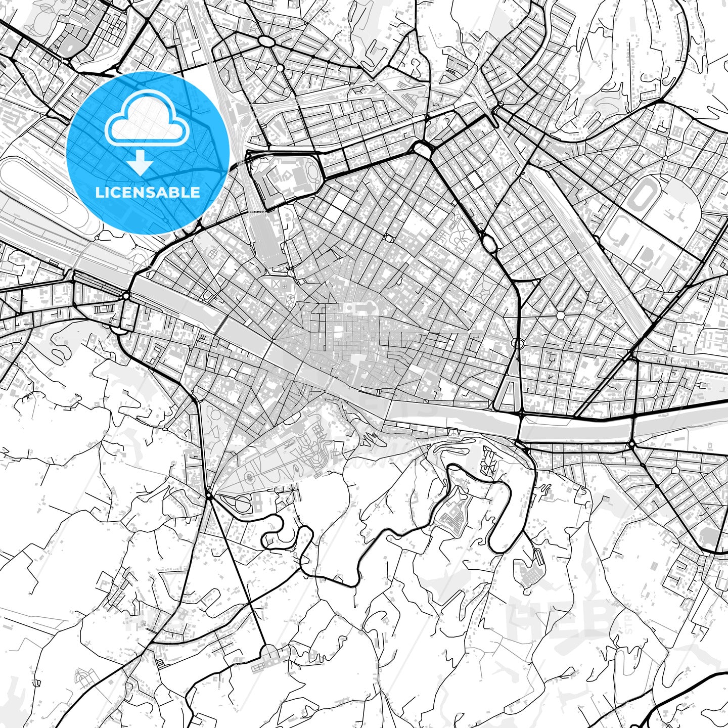 Downtown map of Florence, light