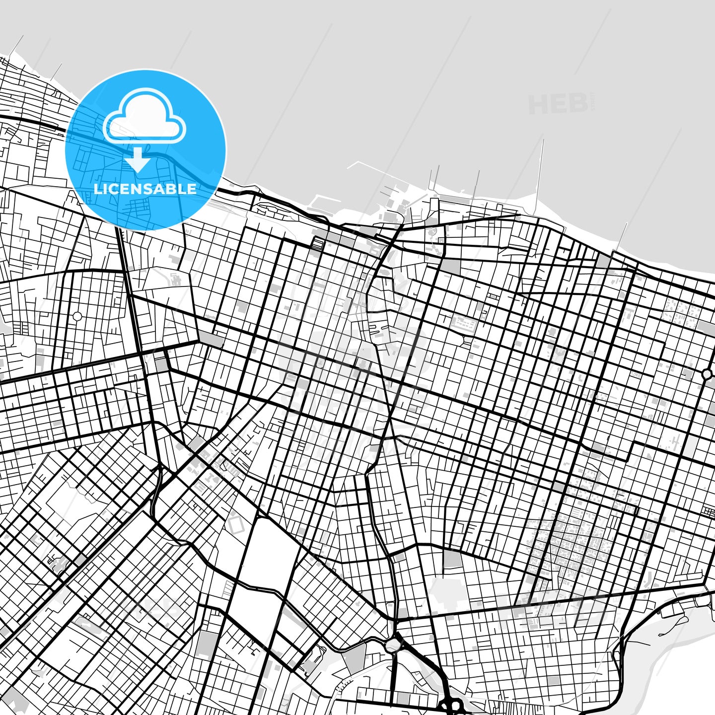 Downtown map of Fortaleza, light