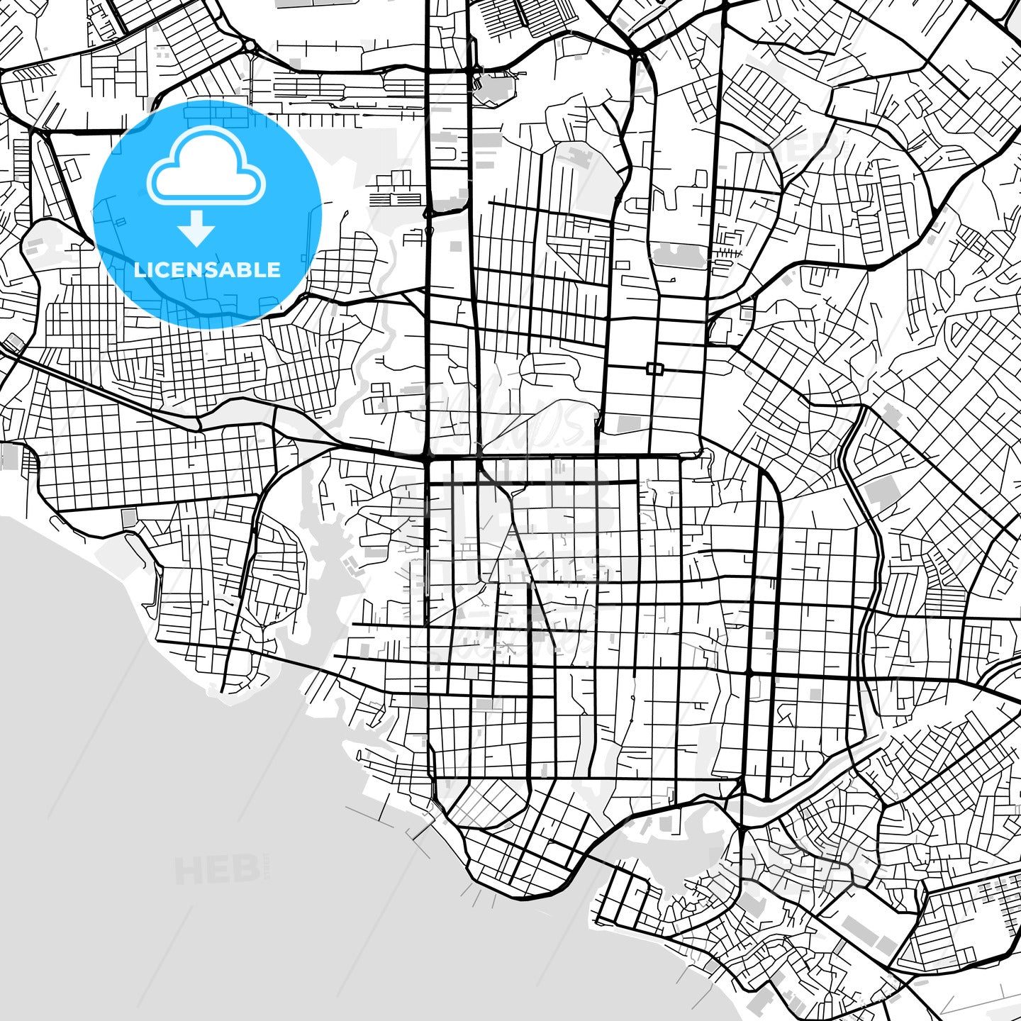 Downtown map of Manaus, light