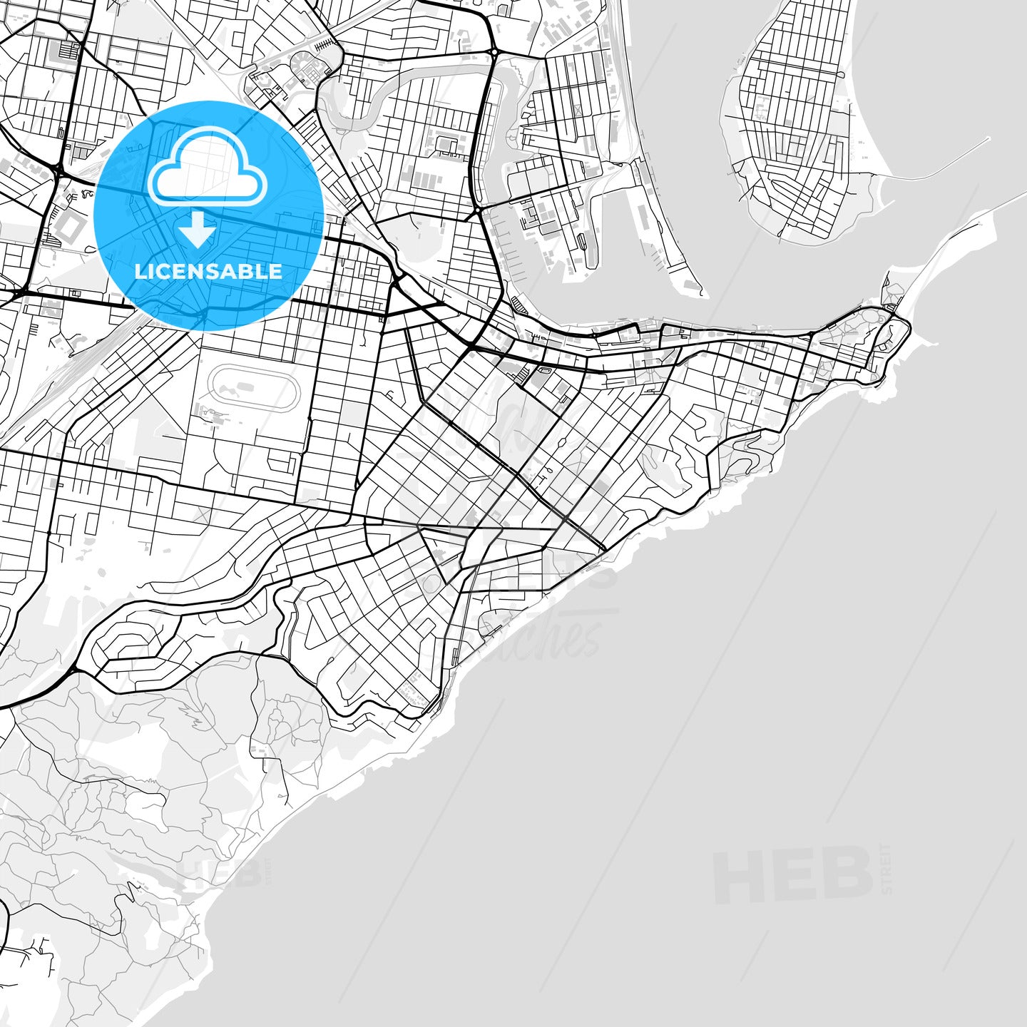 Downtown map of Newcastle, light