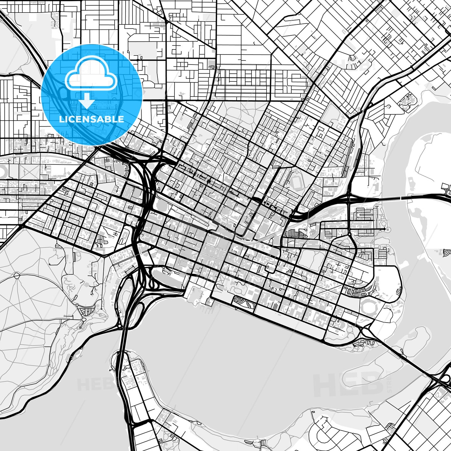Downtown map of Perth, light