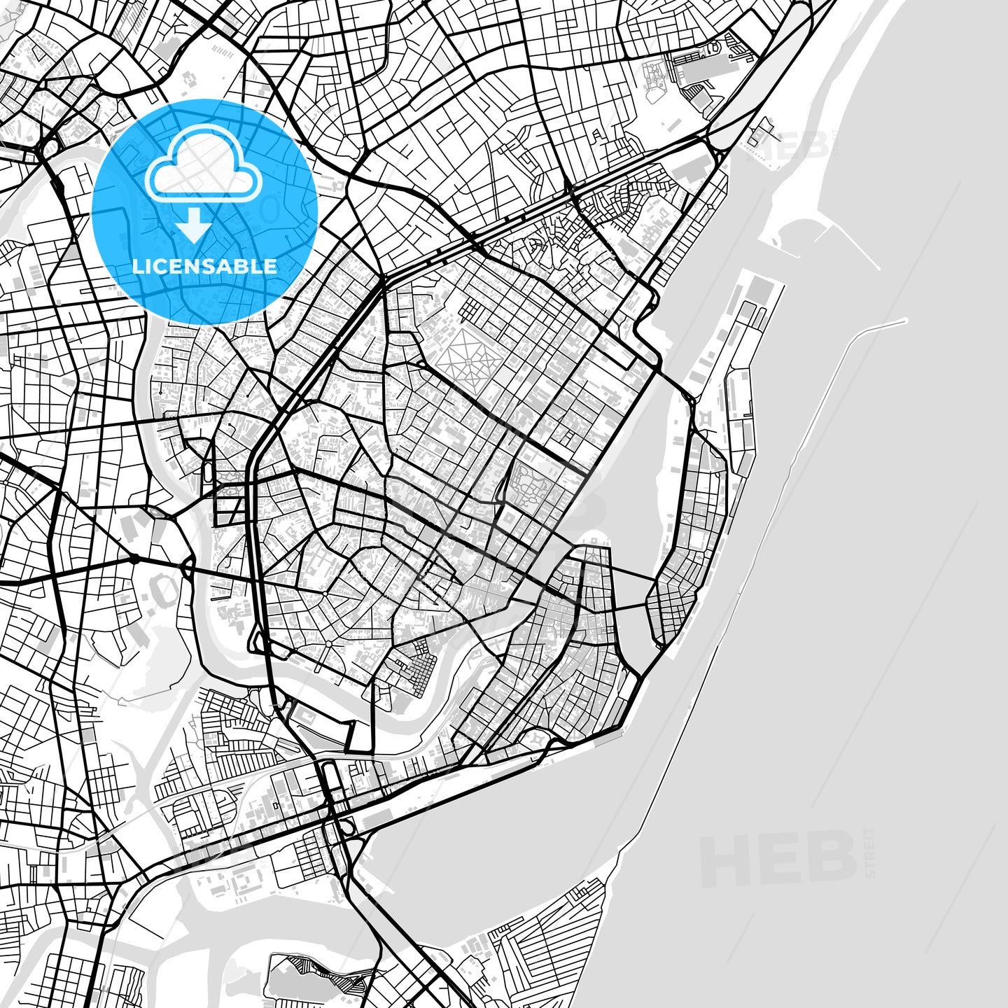 Downtown map of Recife, light