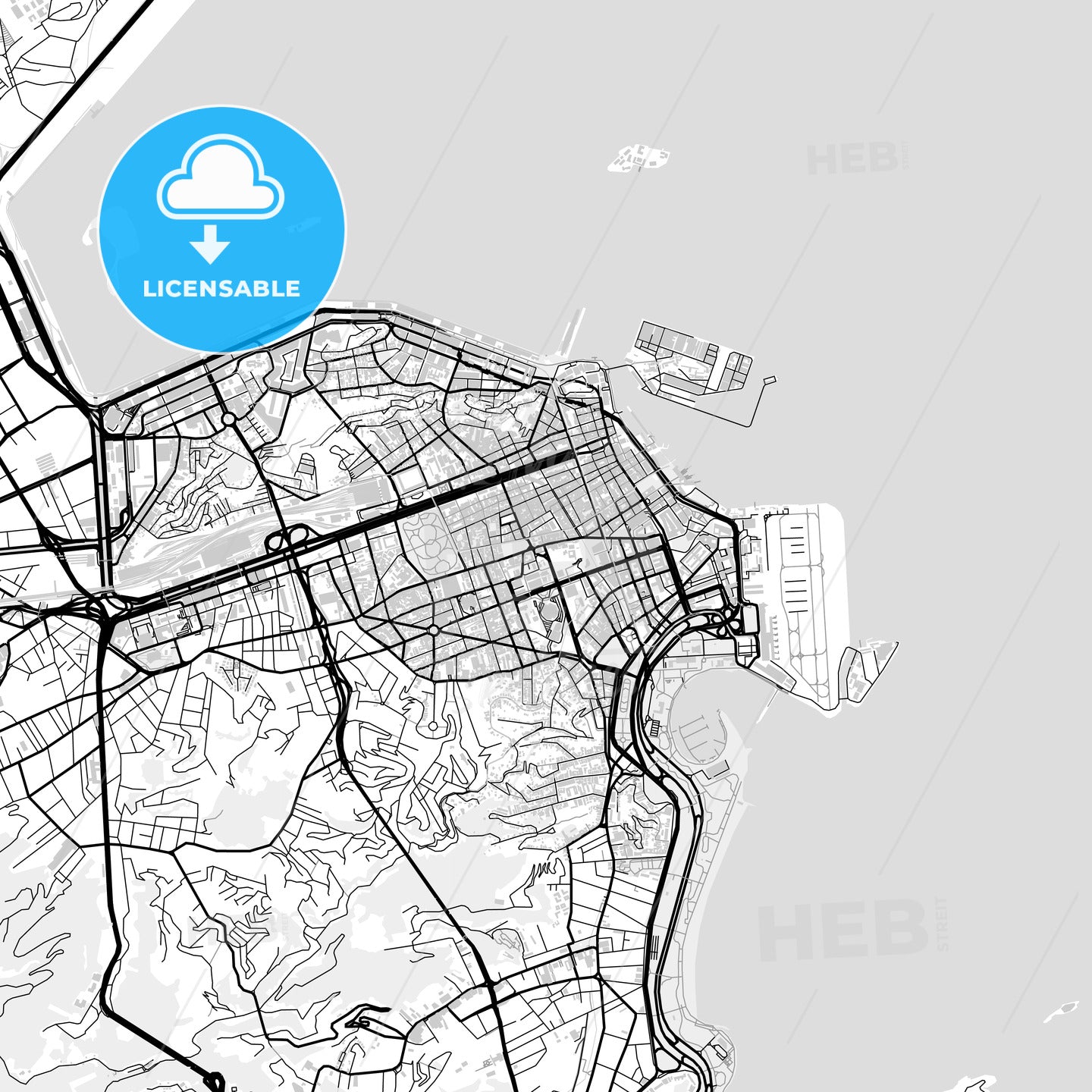 Downtown map of Rio de Janeiro, light