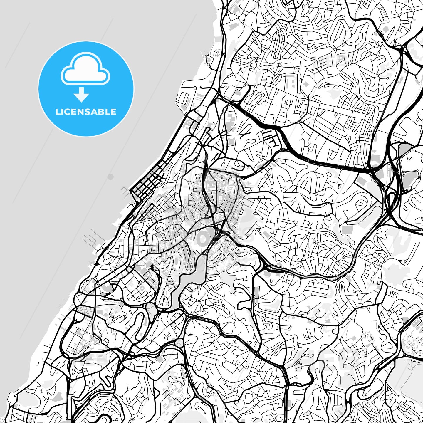 Downtown map of Salvador, light