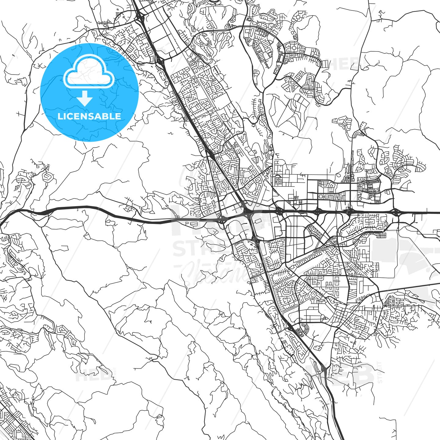 Dublin, California - Area Map - Light