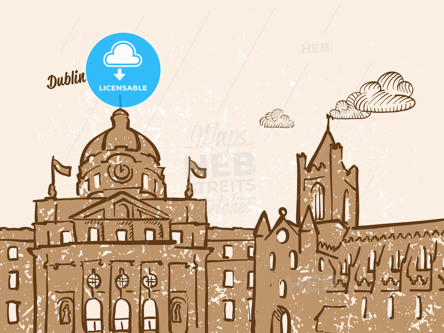 Dublin, Ireland, Greeting Card – instant download