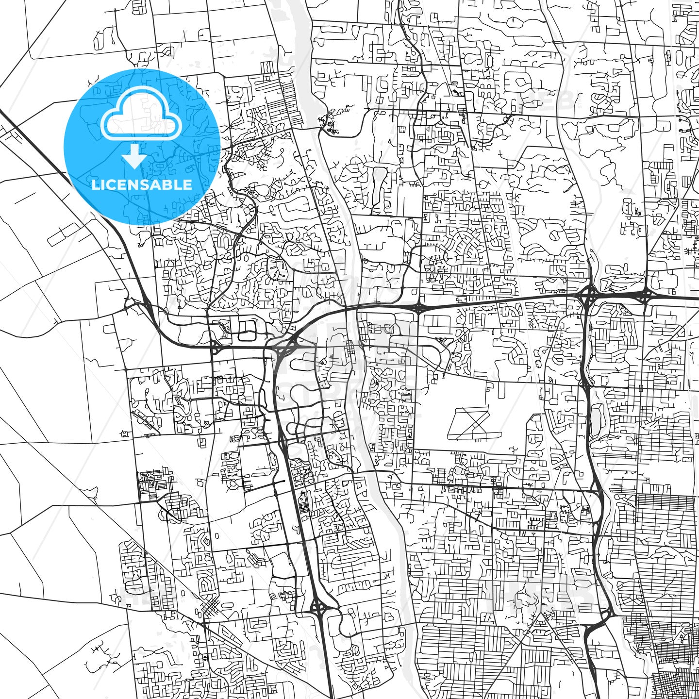 Dublin, Ohio - Area Map - Light