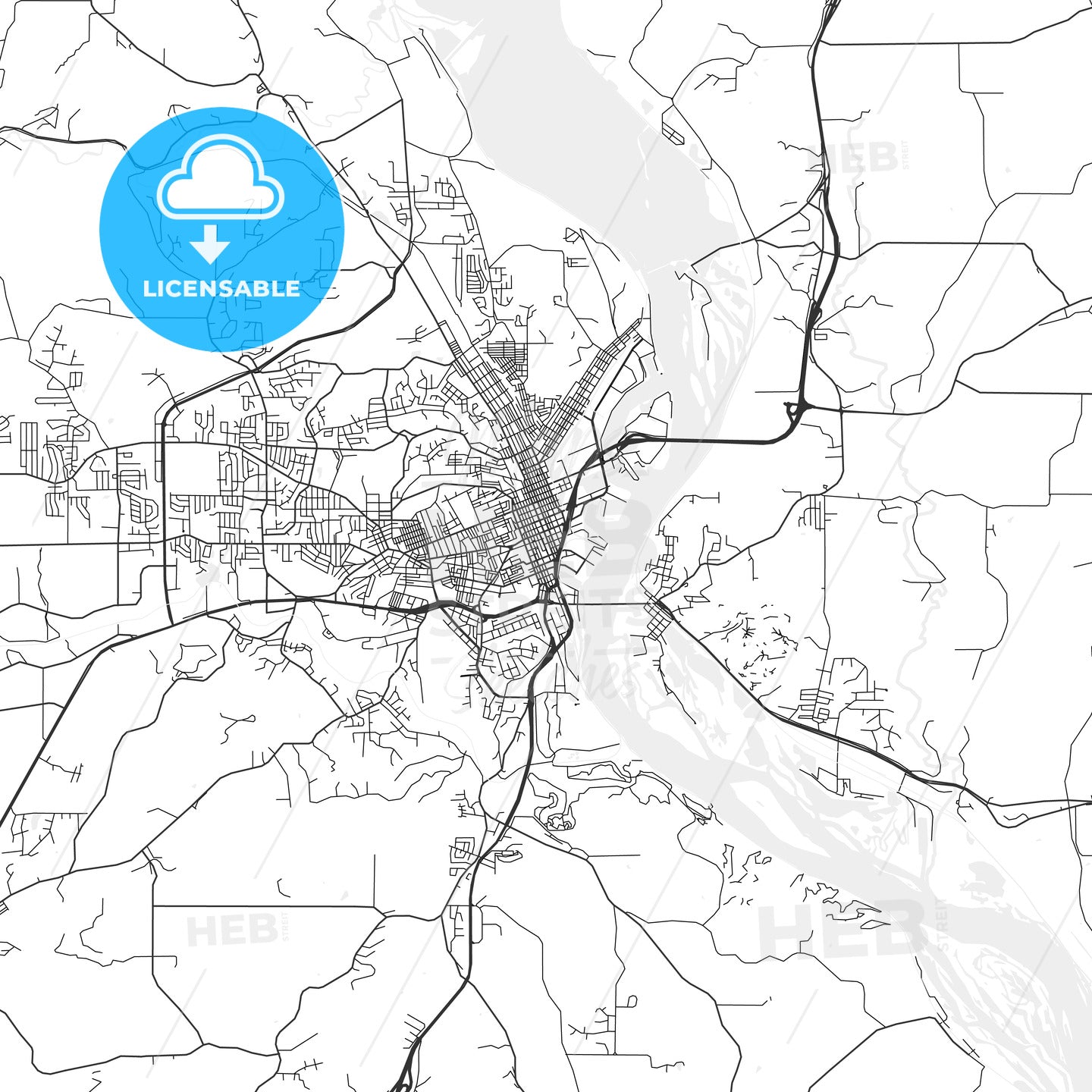 Dubuque, Iowa - Area Map - Light