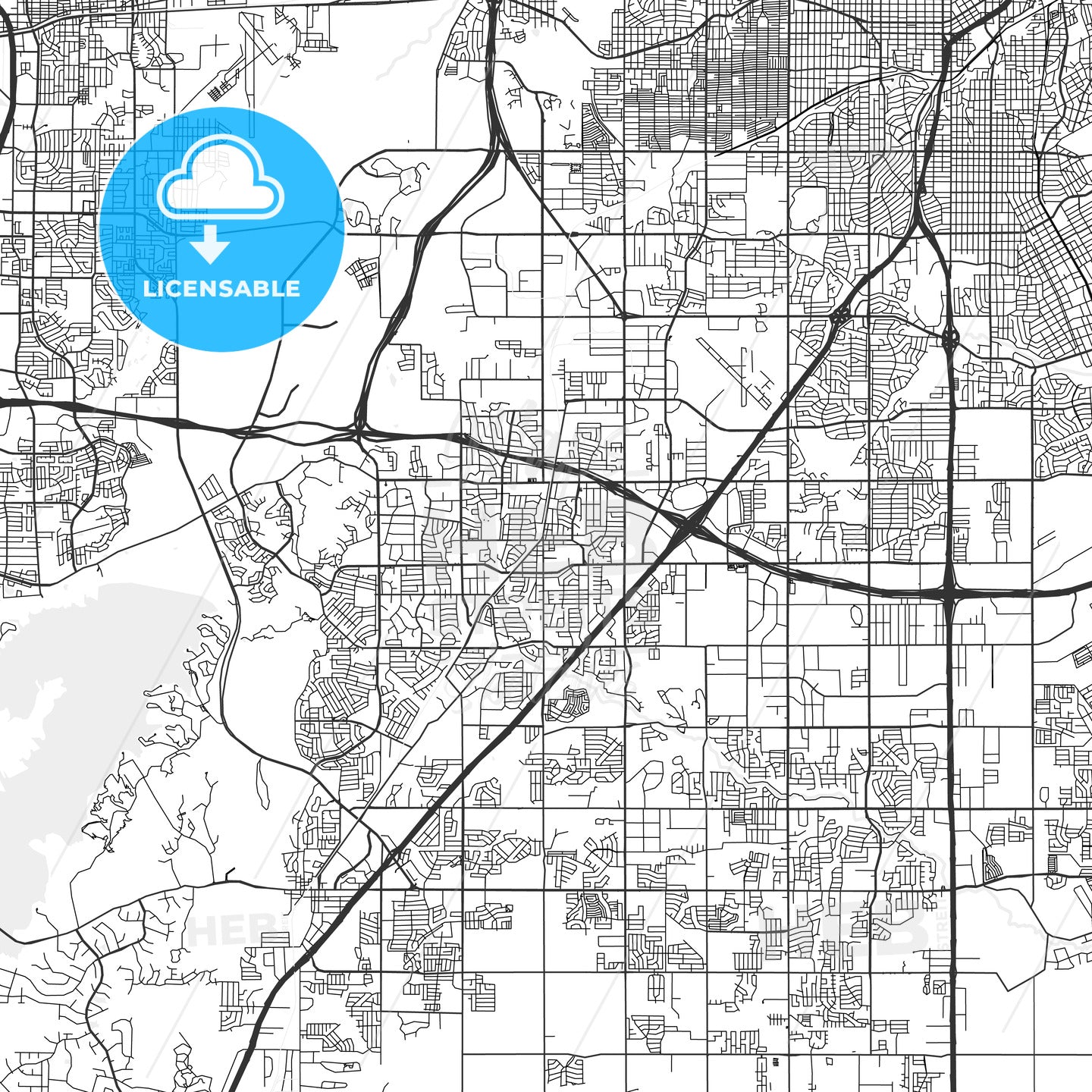 Duncanville, Texas - Area Map - Light
