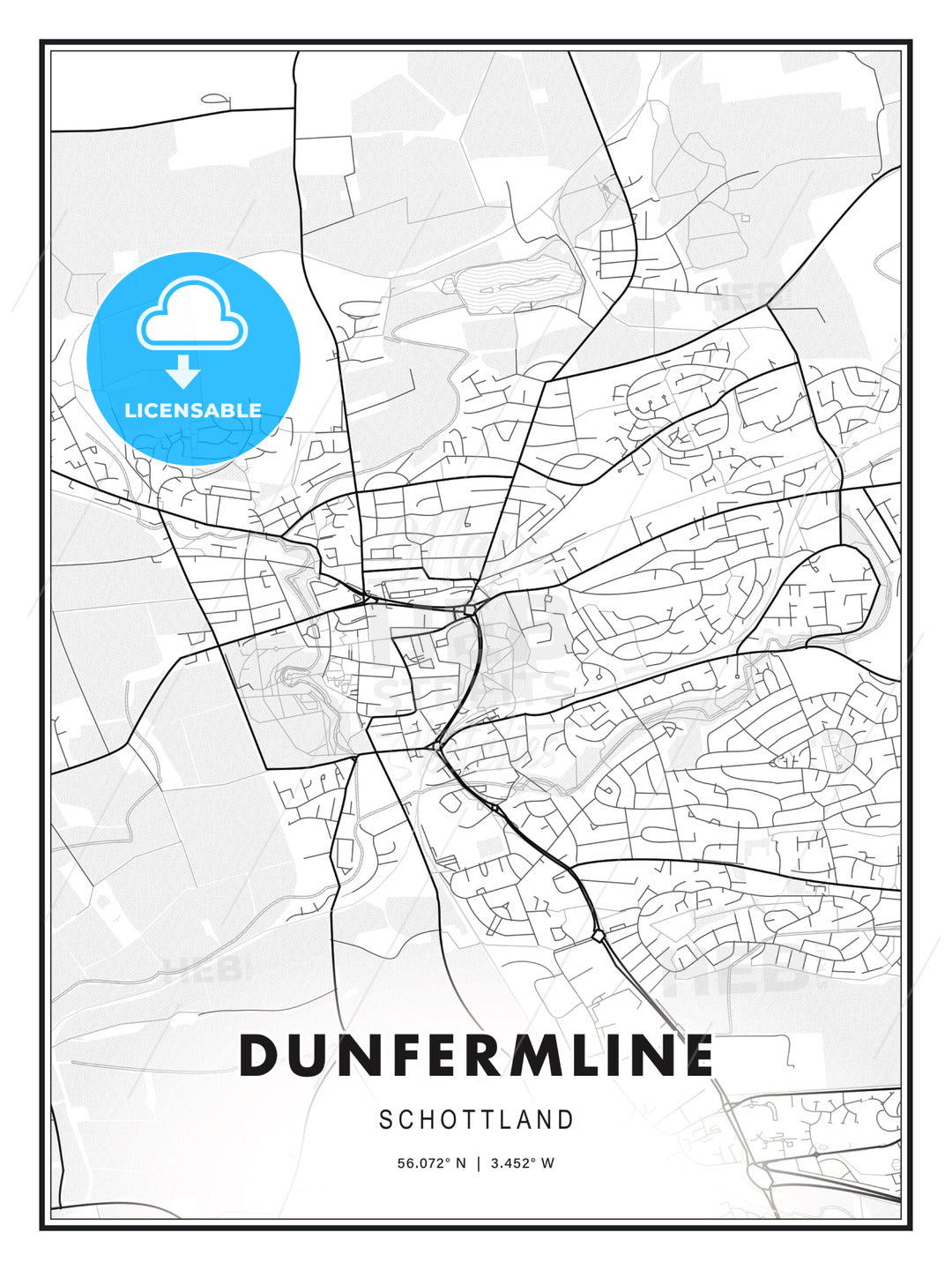 Dunfermline, Schottland, Modern Print Template in Various Formats - HEBSTREITS Sketches