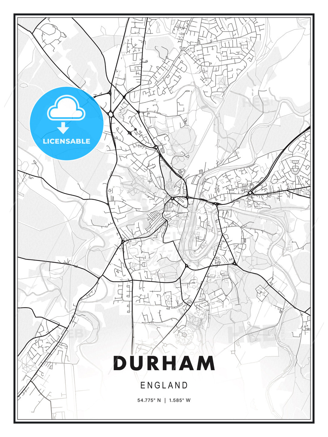 Durham, England, Modern Print Template in Various Formats - HEBSTREITS Sketches