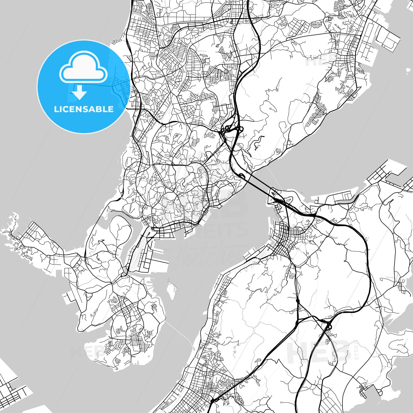 下関市 Shimonoseki, City Map, Light