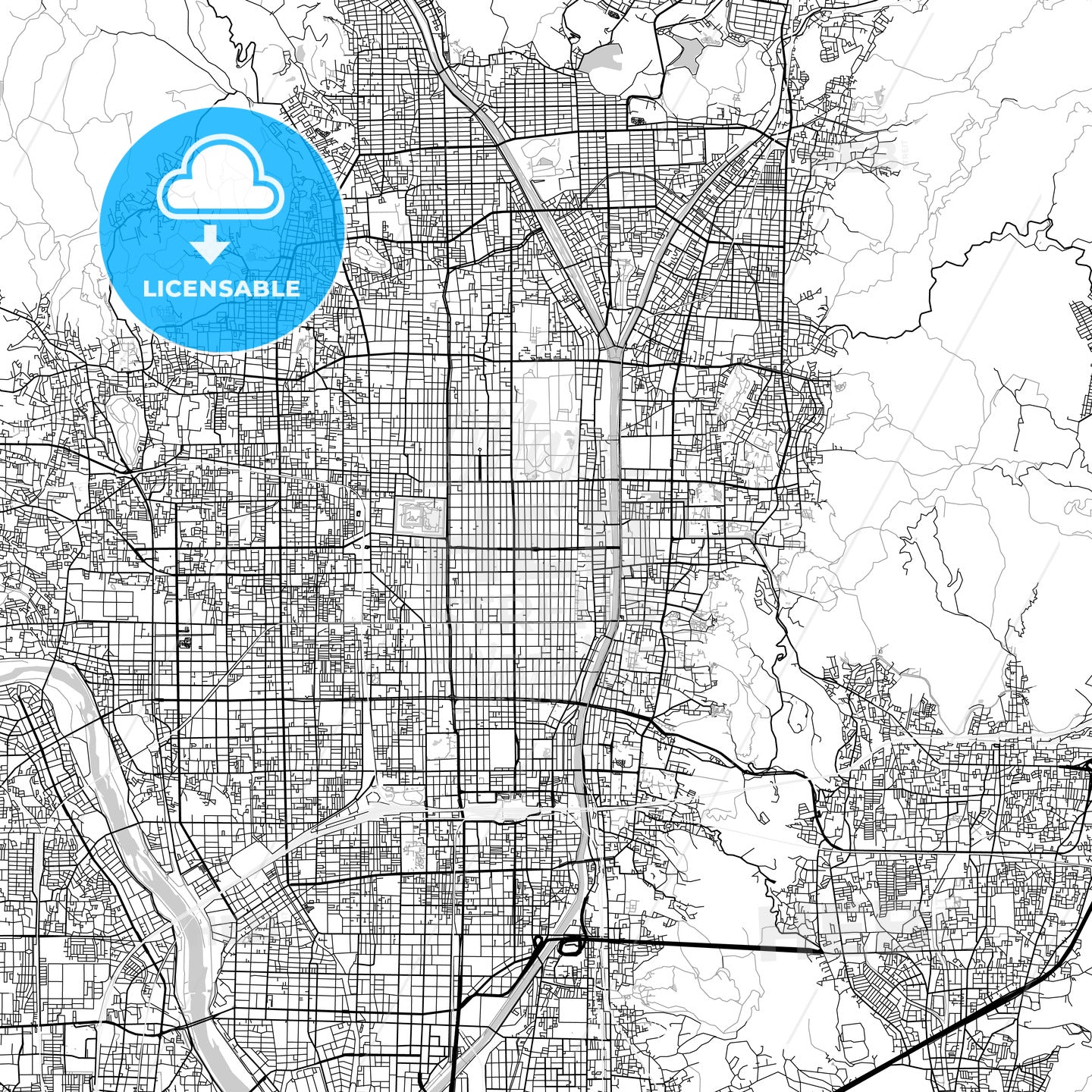 京都市 Kyoto, City Map, Light