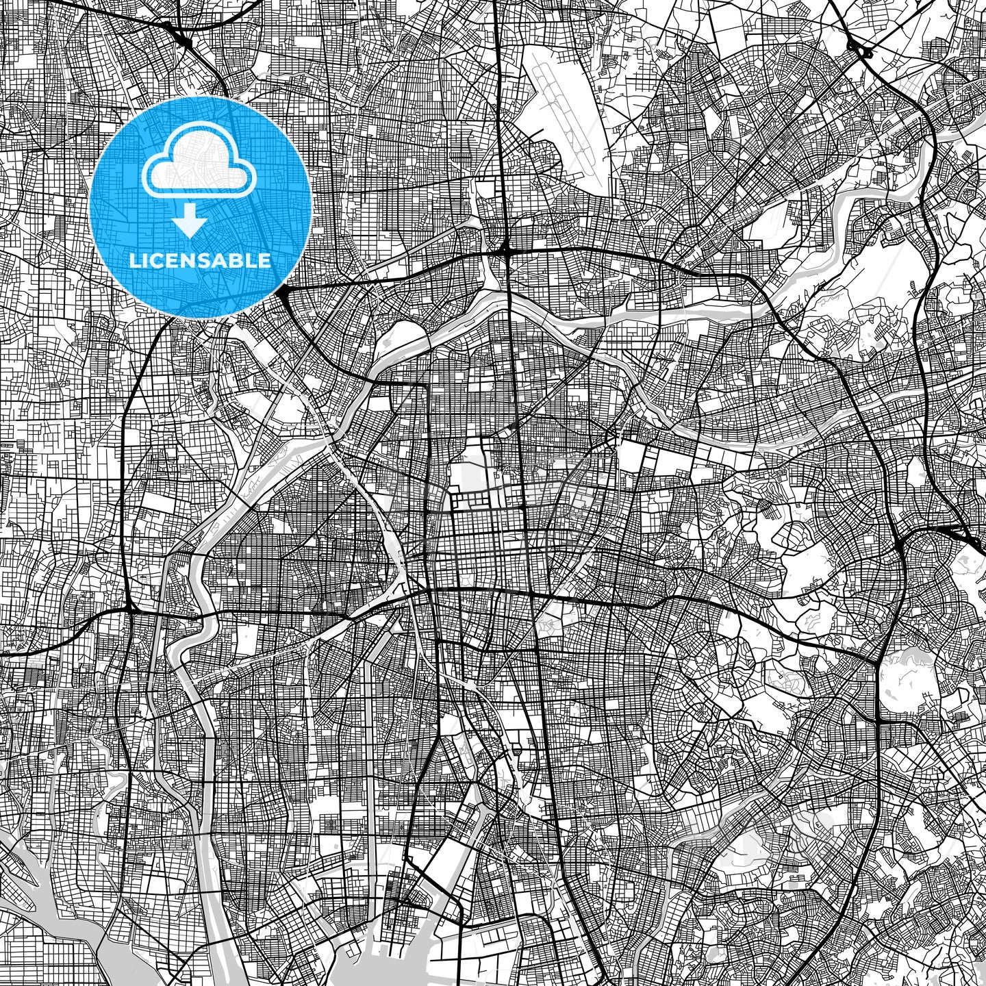 名古屋市 Nagoya, City Map, Light