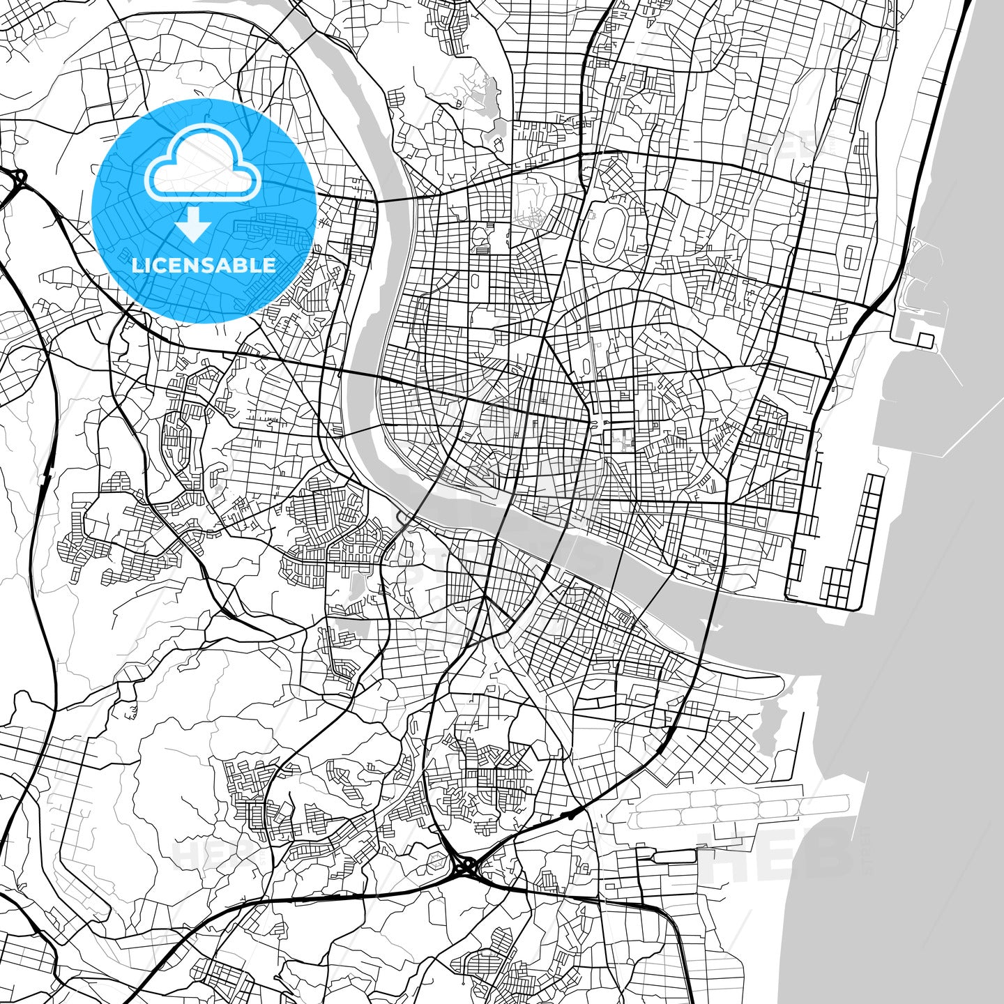 宮崎市 Miyazaki, City Map, Light