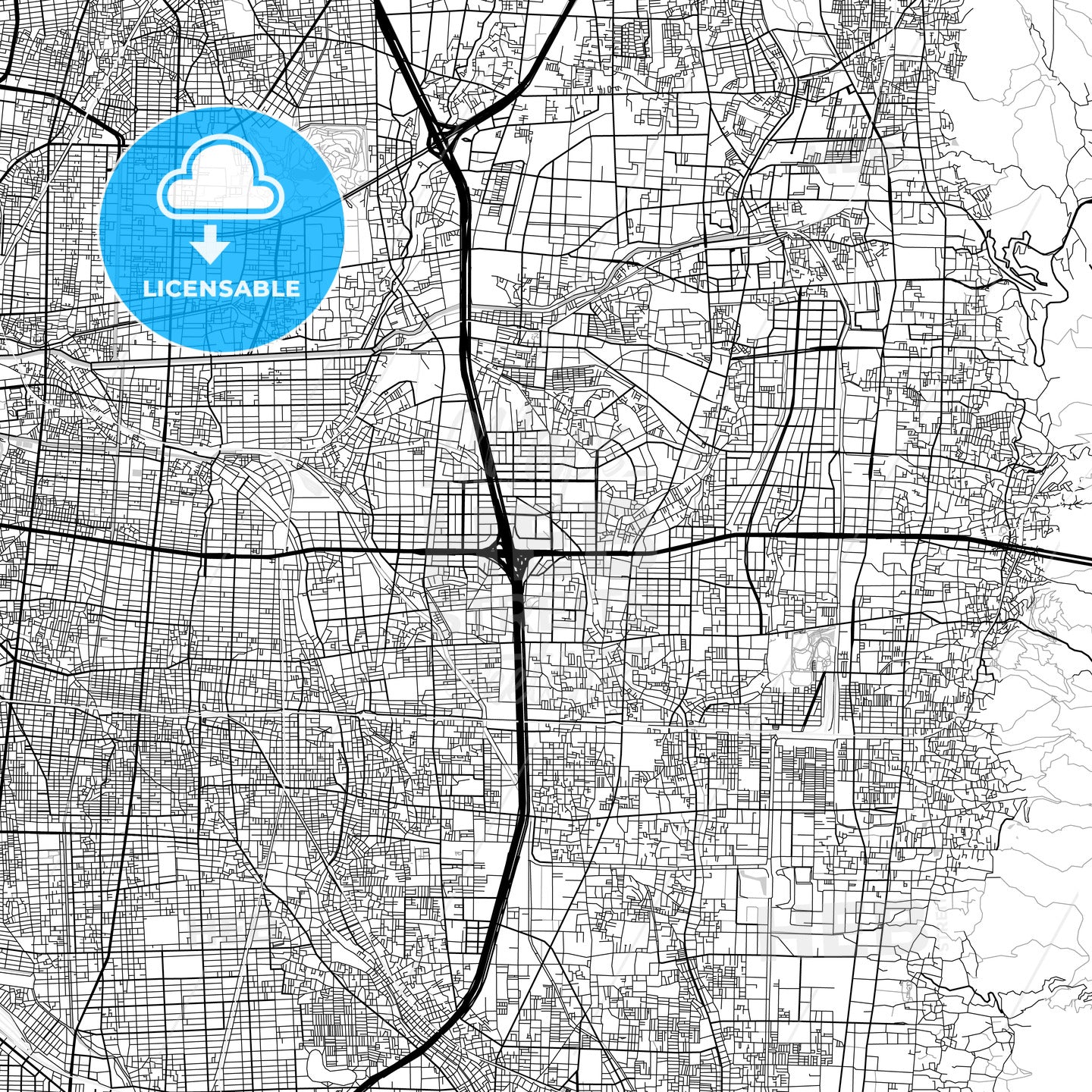 東大阪市 Higashiōsaka, City Map, Light