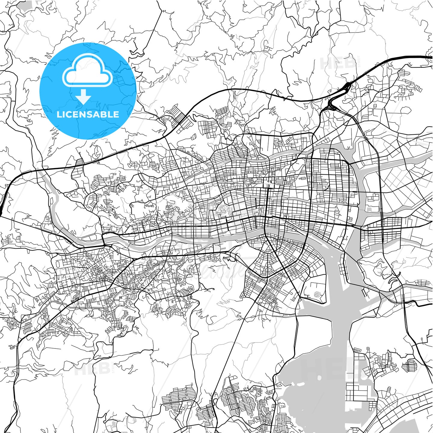 高知市 Kōchi, City Map, Light