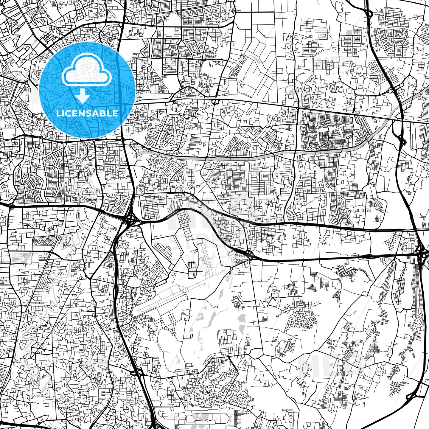 East Jakarta, Indonesia, Downtown City Map, Light