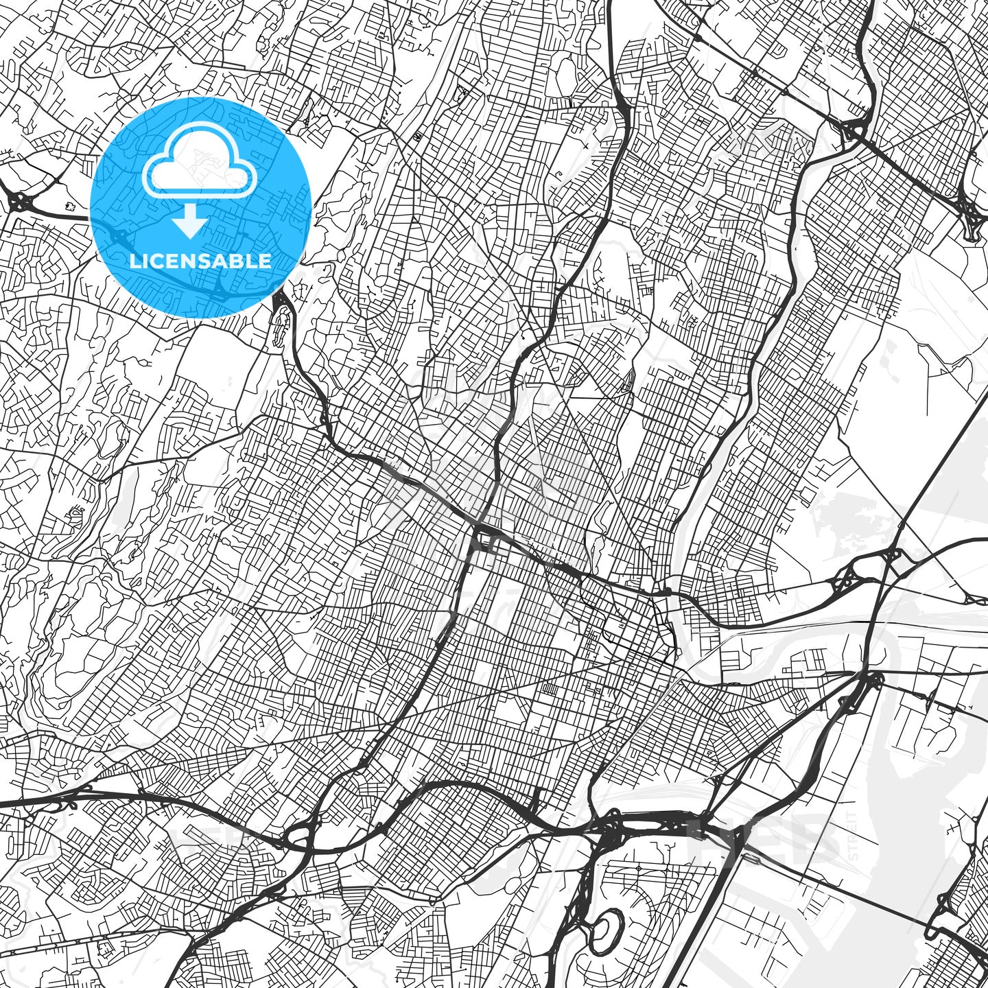 East Orange, New Jersey - Area Map - Light