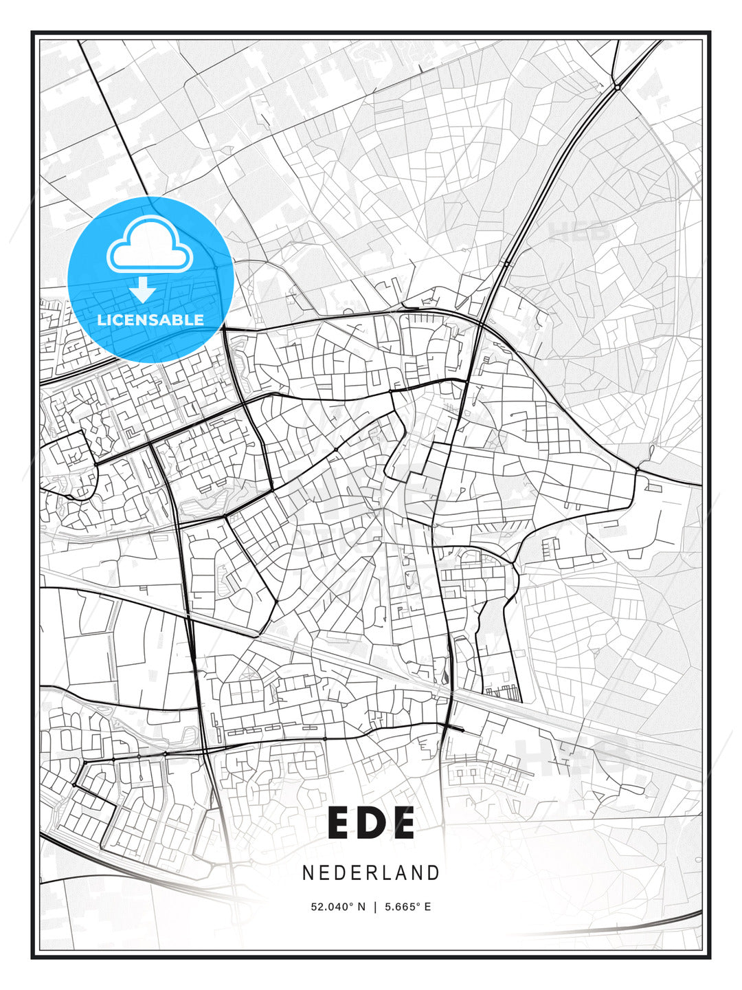 Ede, Netherlands, Modern Print Template in Various Formats - HEBSTREITS Sketches