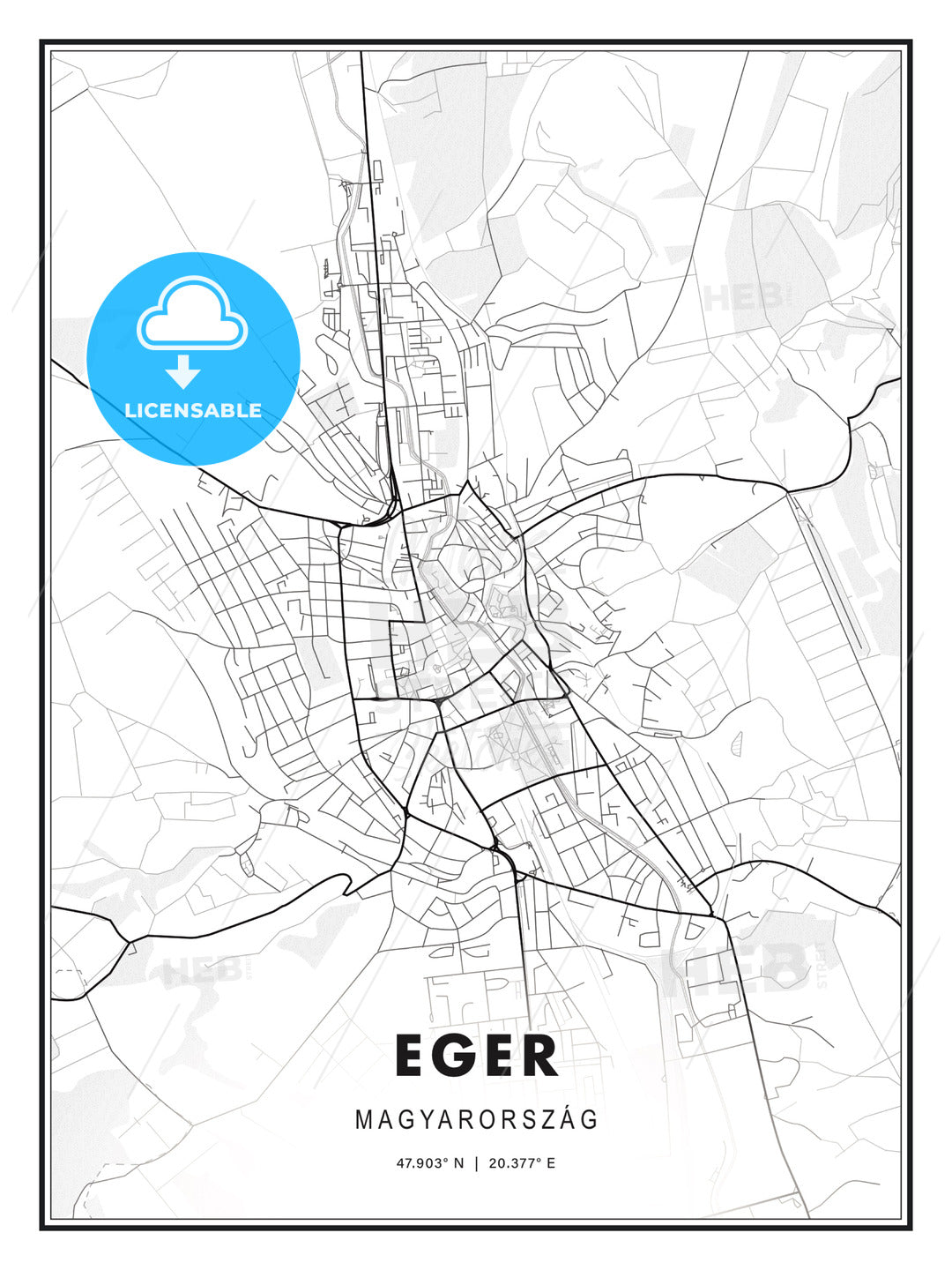 Eger, Hungary, Modern Print Template in Various Formats - HEBSTREITS Sketches