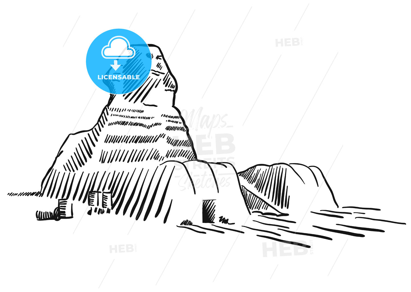 Egypt Sphinx Monument Cairo Sketched – instant download