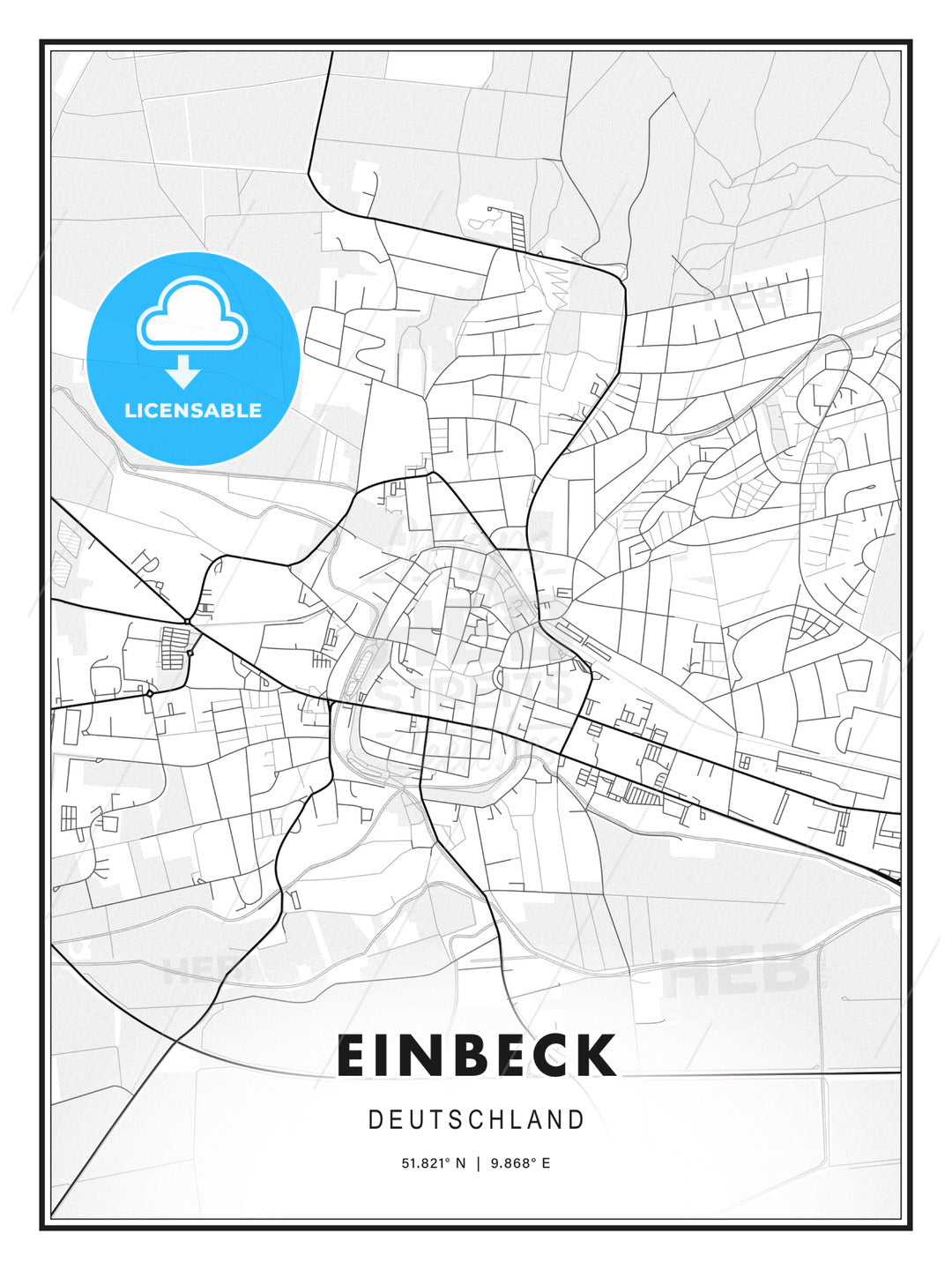 Einbeck, Germany, Modern Print Template in Various Formats - HEBSTREITS Sketches