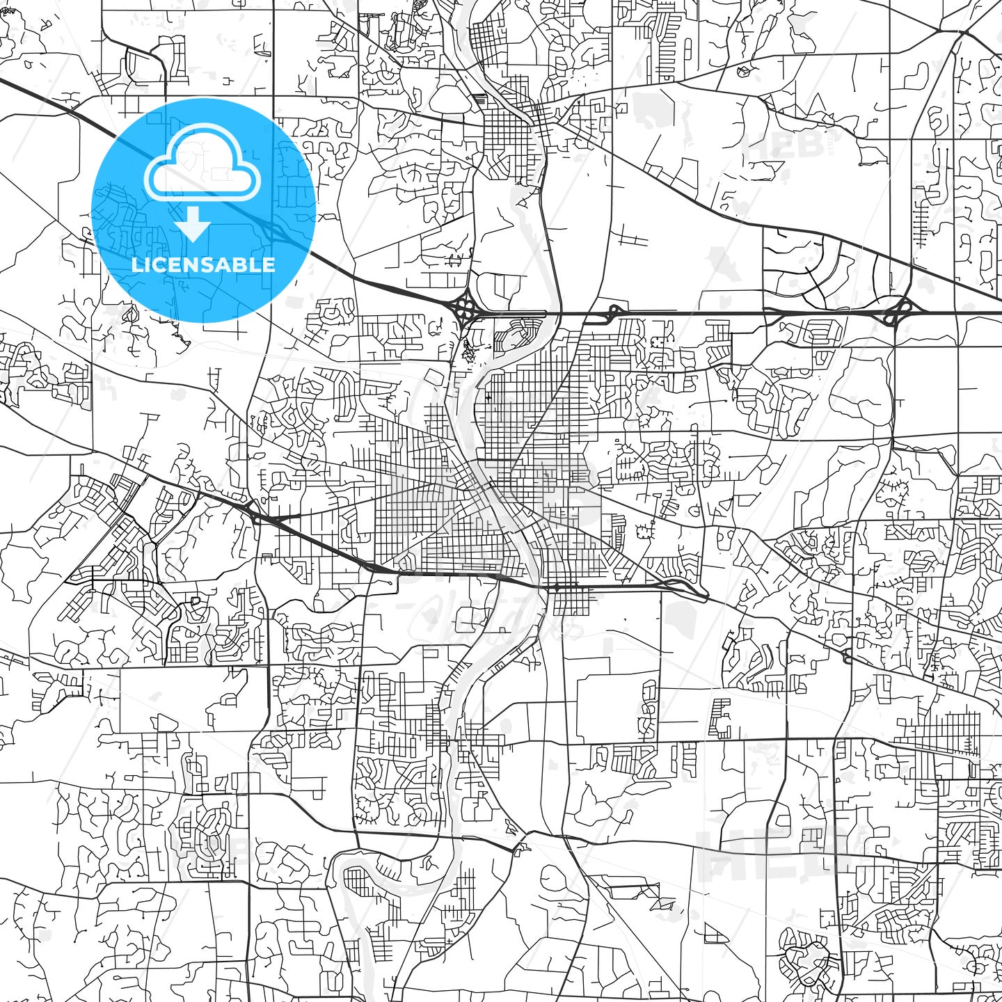 Elgin, Illinois - Area Map - Light