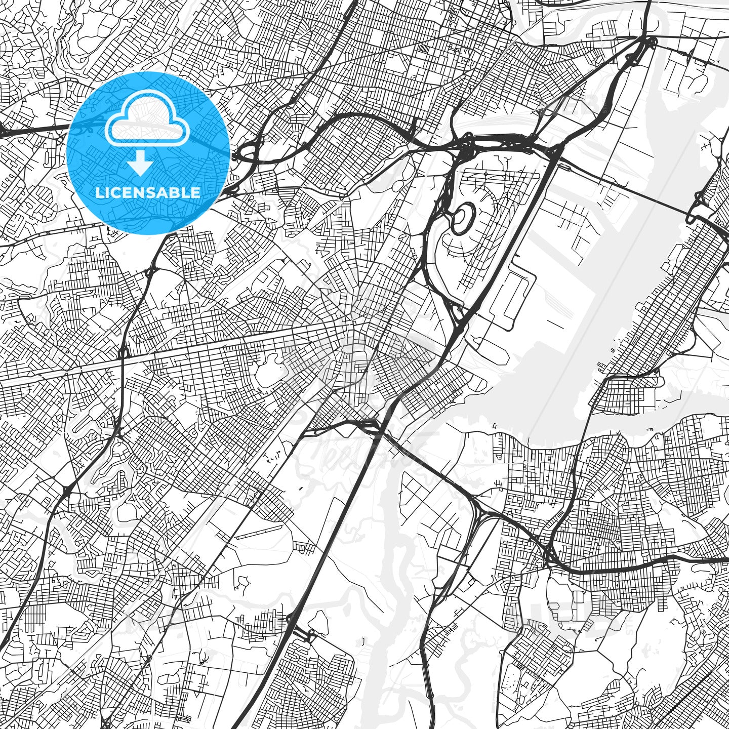 Elizabeth, New Jersey - Area Map - Light