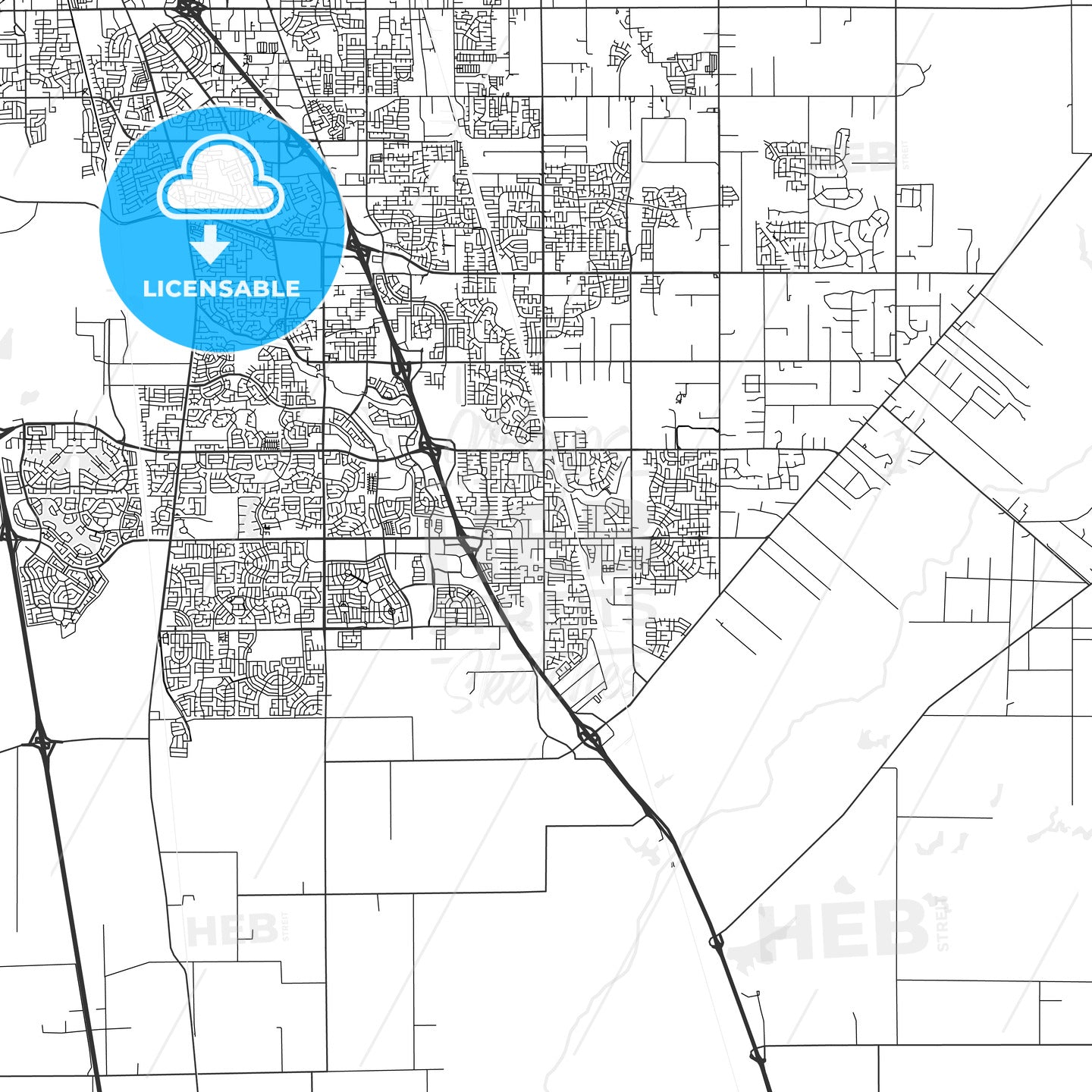 Elk Grove, California - Area Map - Light