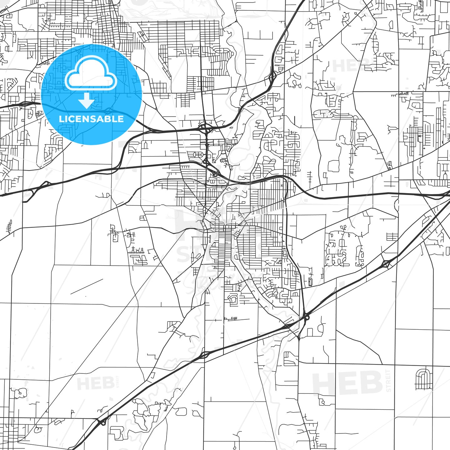 Elyria, Ohio - Area Map - Light