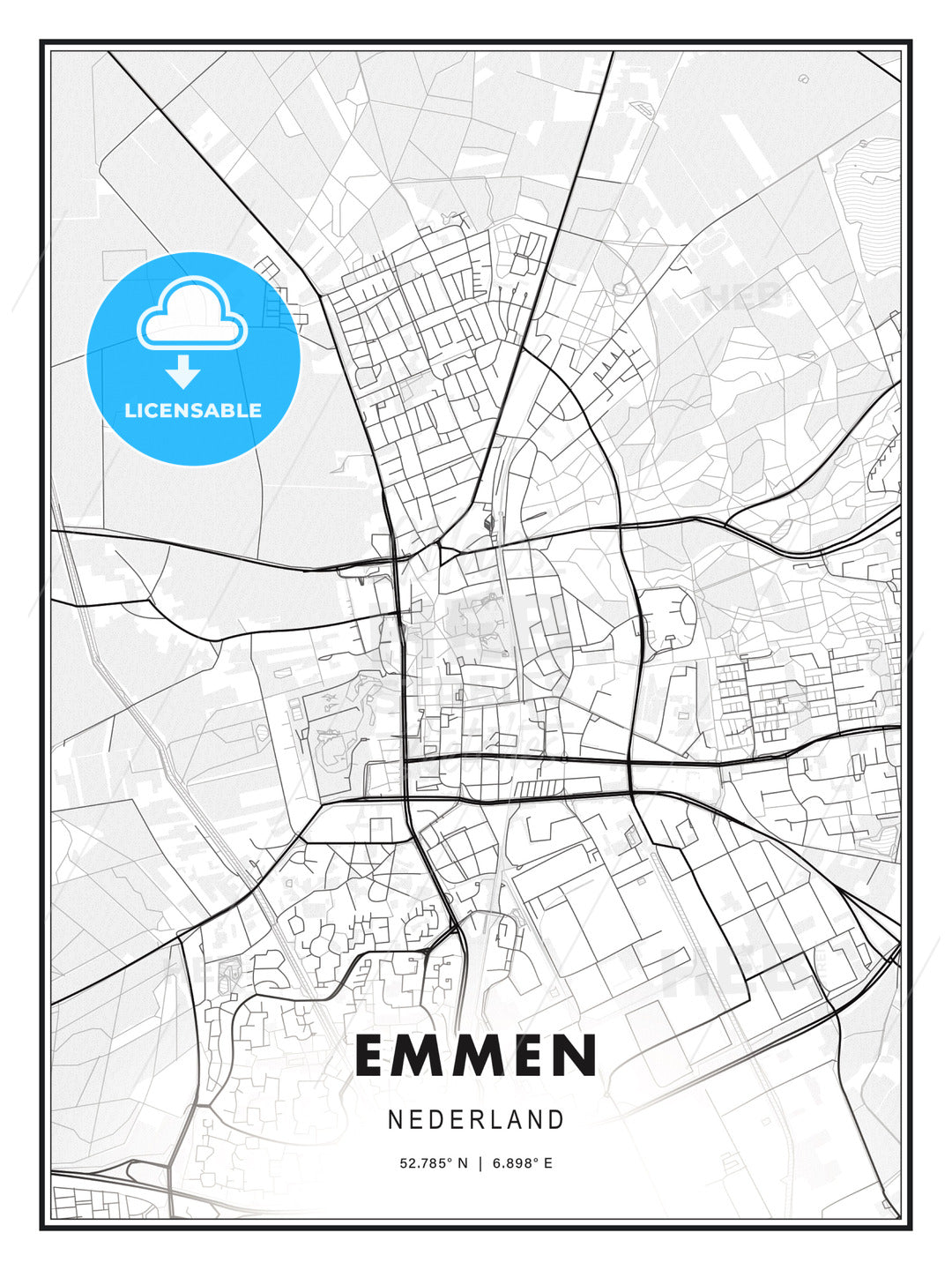 Emmen, Netherlands, Modern Print Template in Various Formats - HEBSTREITS Sketches