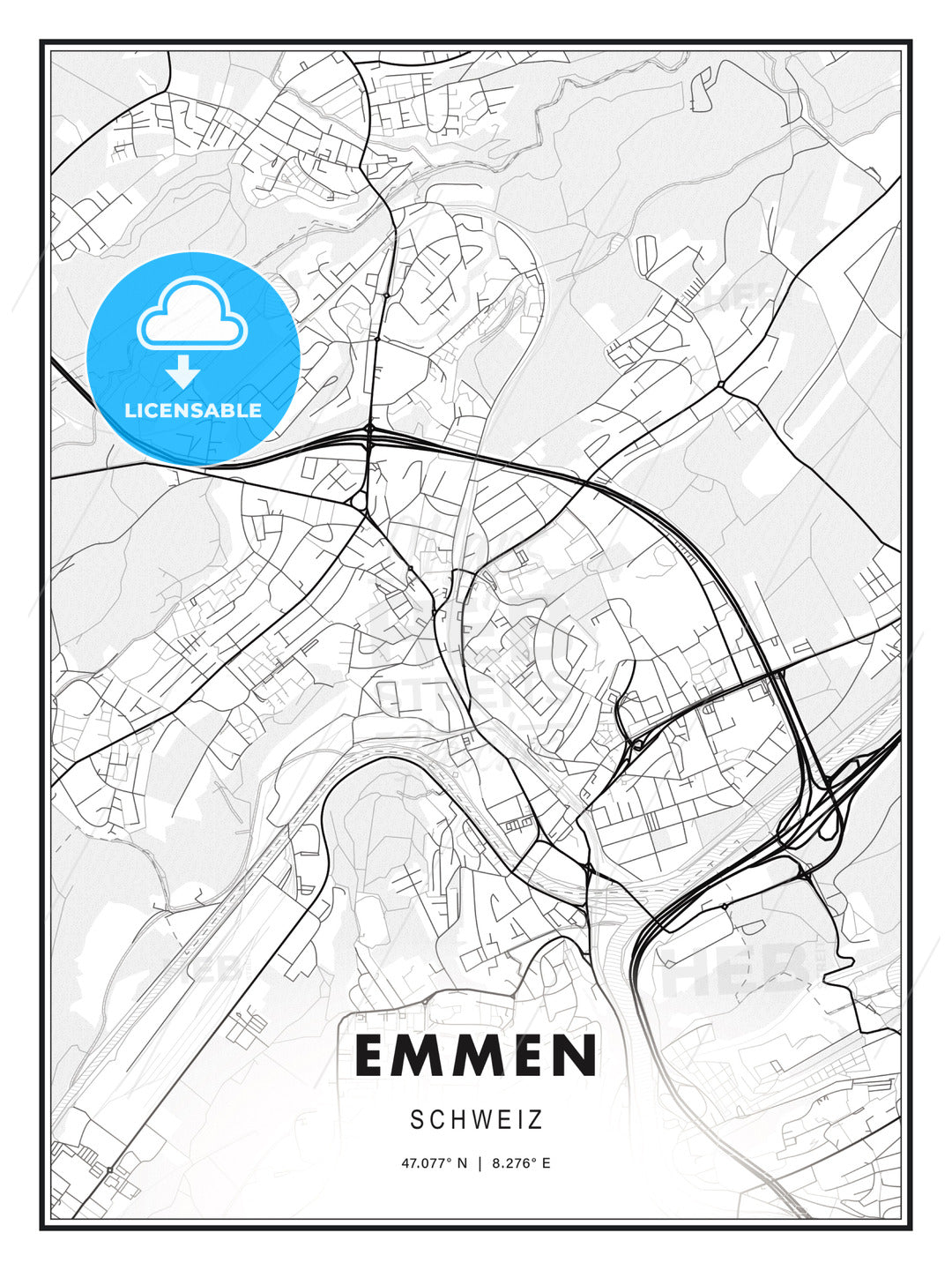 Emmen, Switzerland, Modern Print Template in Various Formats - HEBSTREITS Sketches
