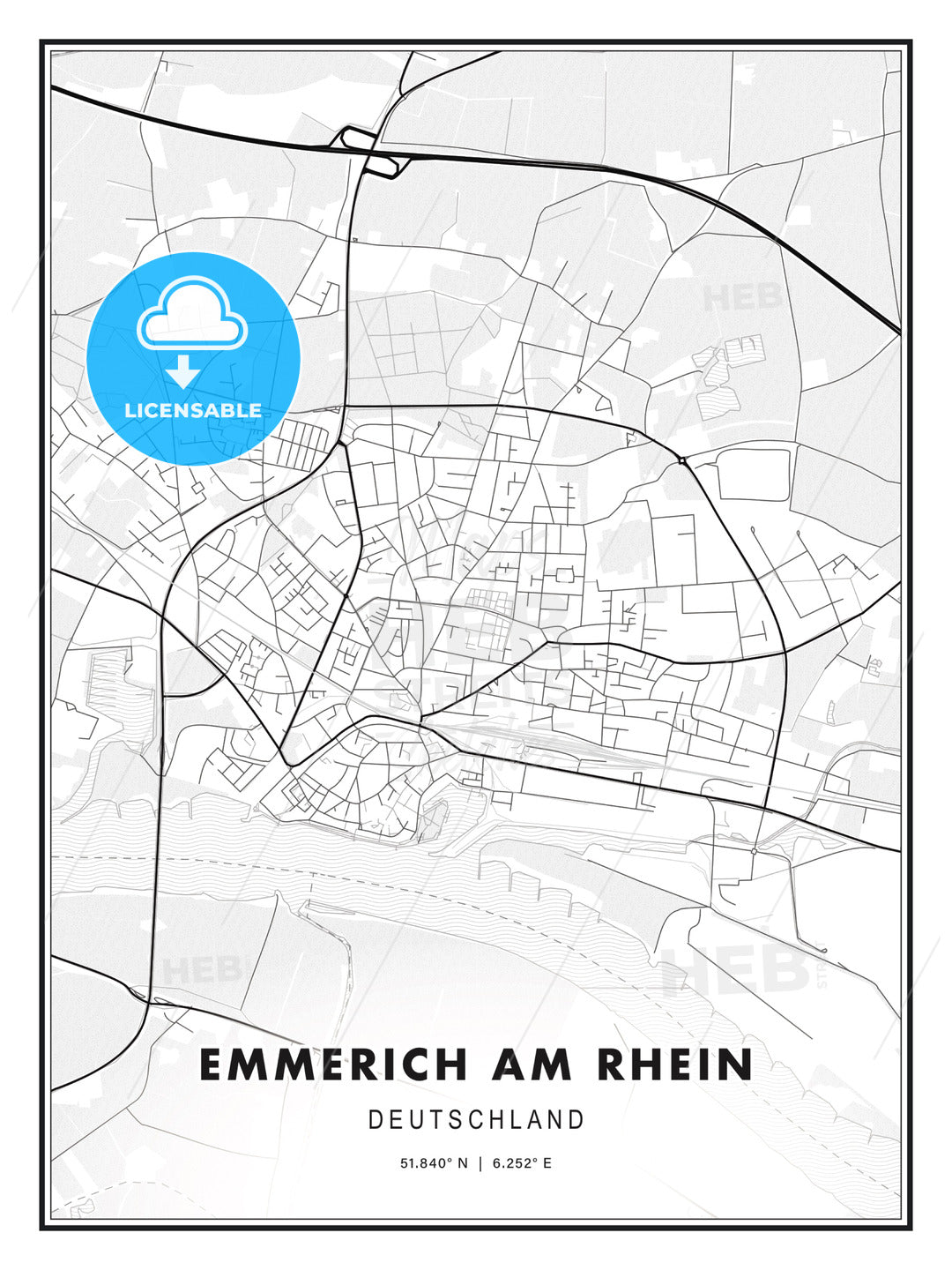 Emmerich am Rhein, Germany, Modern Print Template in Various Formats - HEBSTREITS Sketches