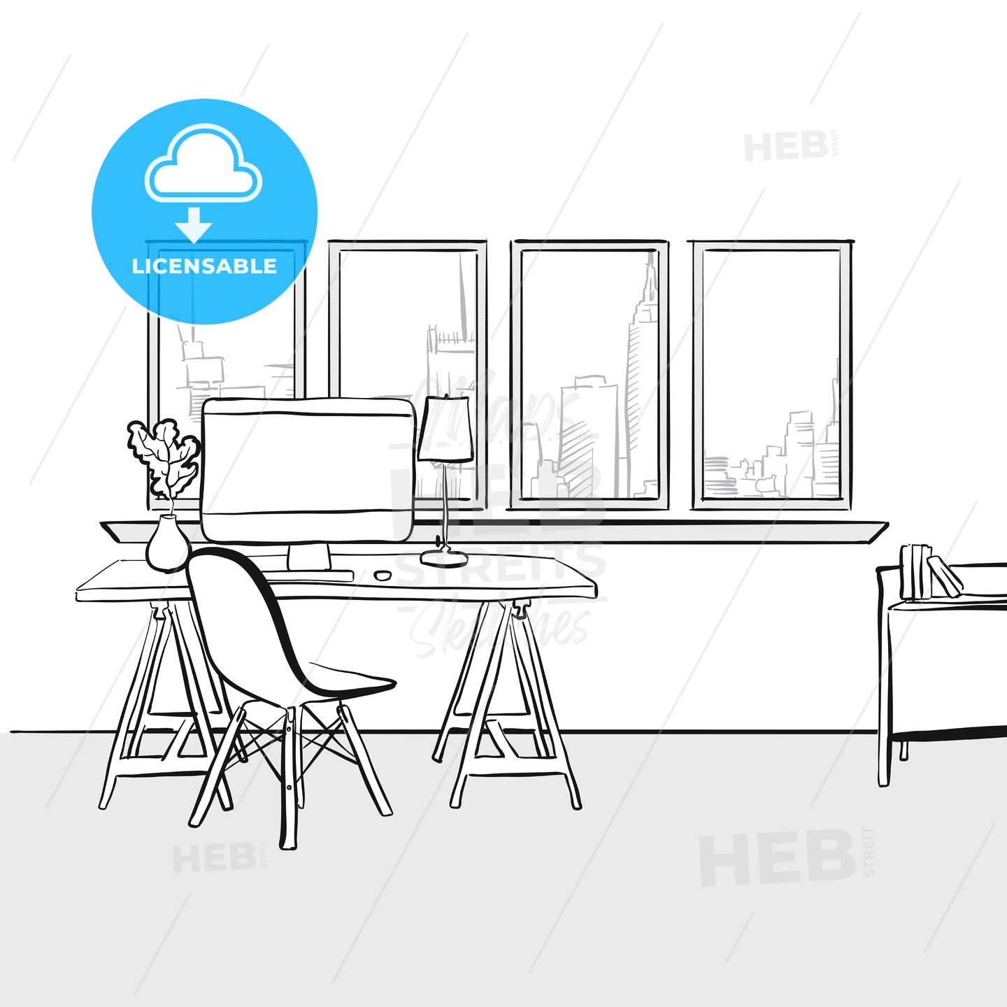 Empty home office – instant download