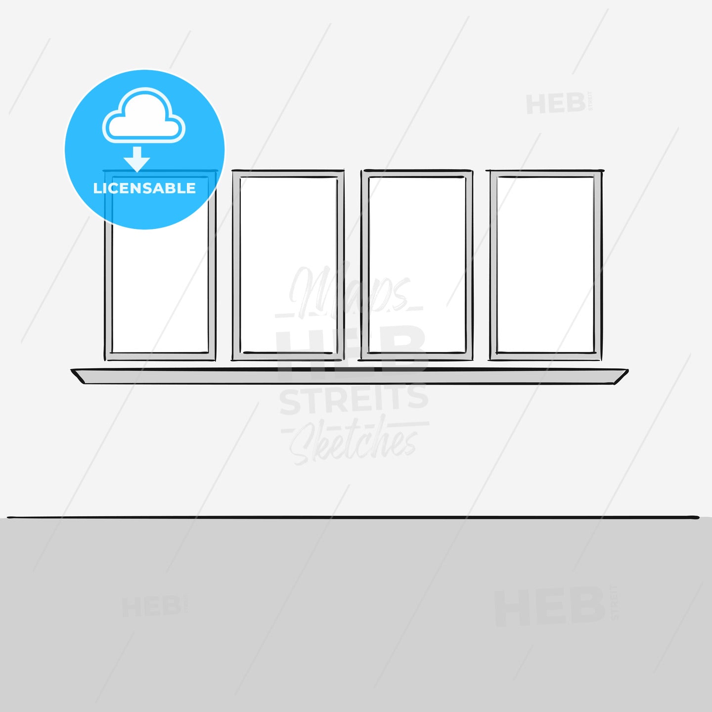 Empty office wall with windows – instant download