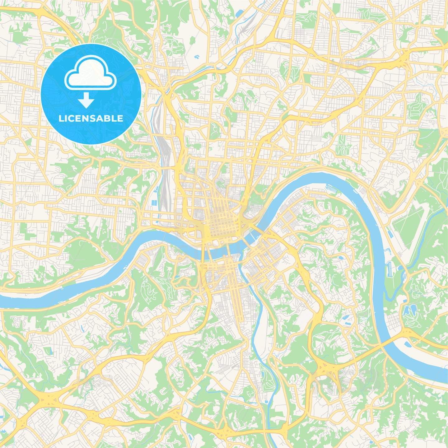 empty-vector-map-of-cincinnati-ohio-usa-hebstreits