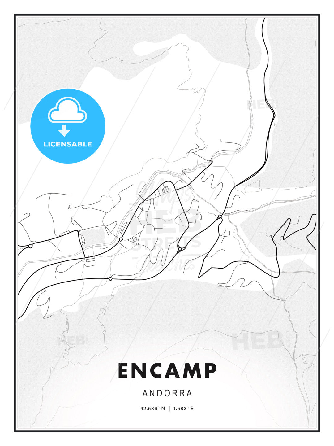 Encamp, Andorra, Modern Print Template in Various Formats - HEBSTREITS Sketches