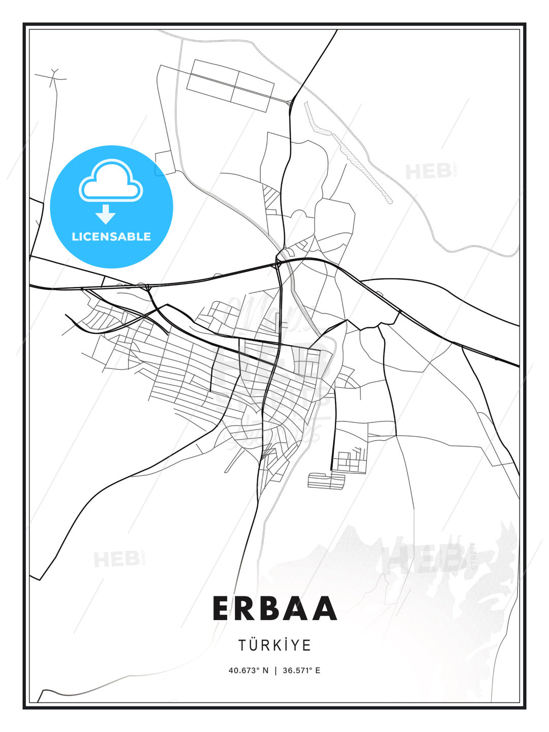 Erbaa, Turkey, Modern Print Template in Various Formats - HEBSTREITS Sketches
