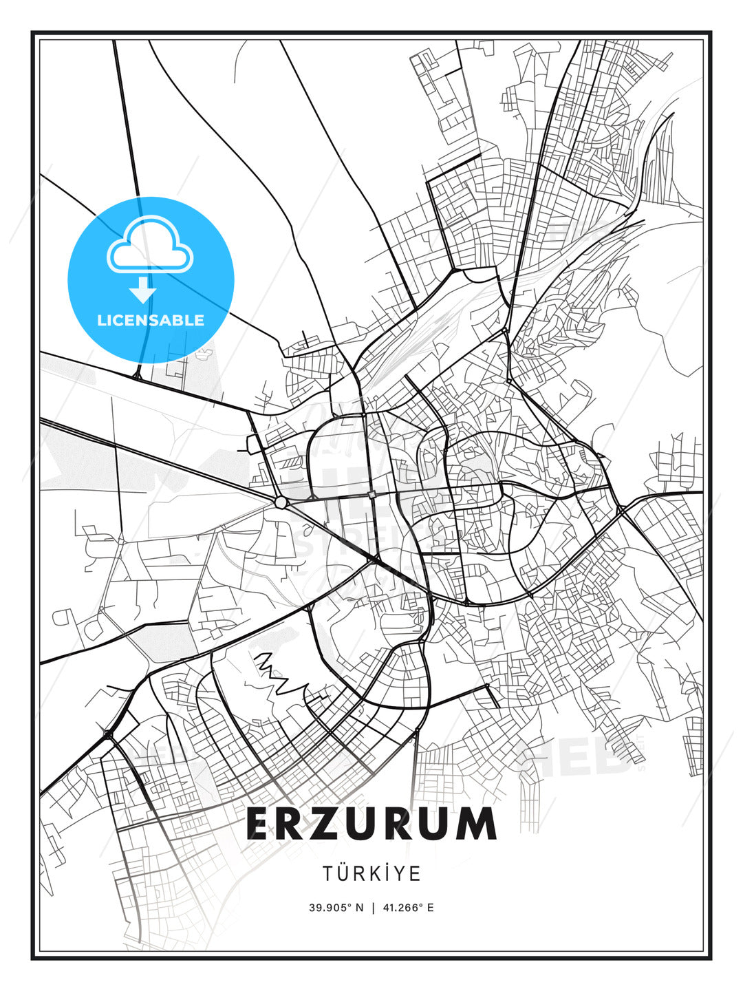Erzurum, Turkey, Modern Print Template in Various Formats - HEBSTREITS Sketches