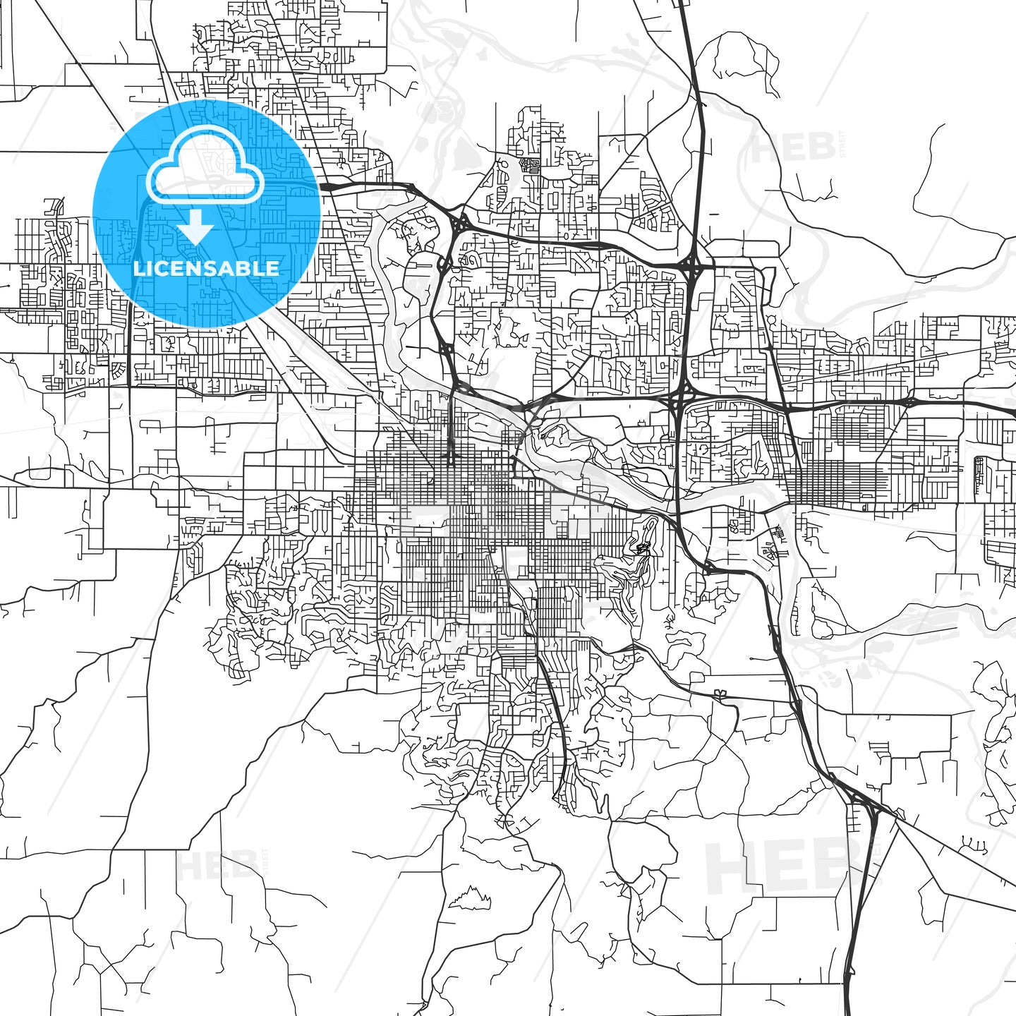 Eugene, Oregon - Area Map - Light