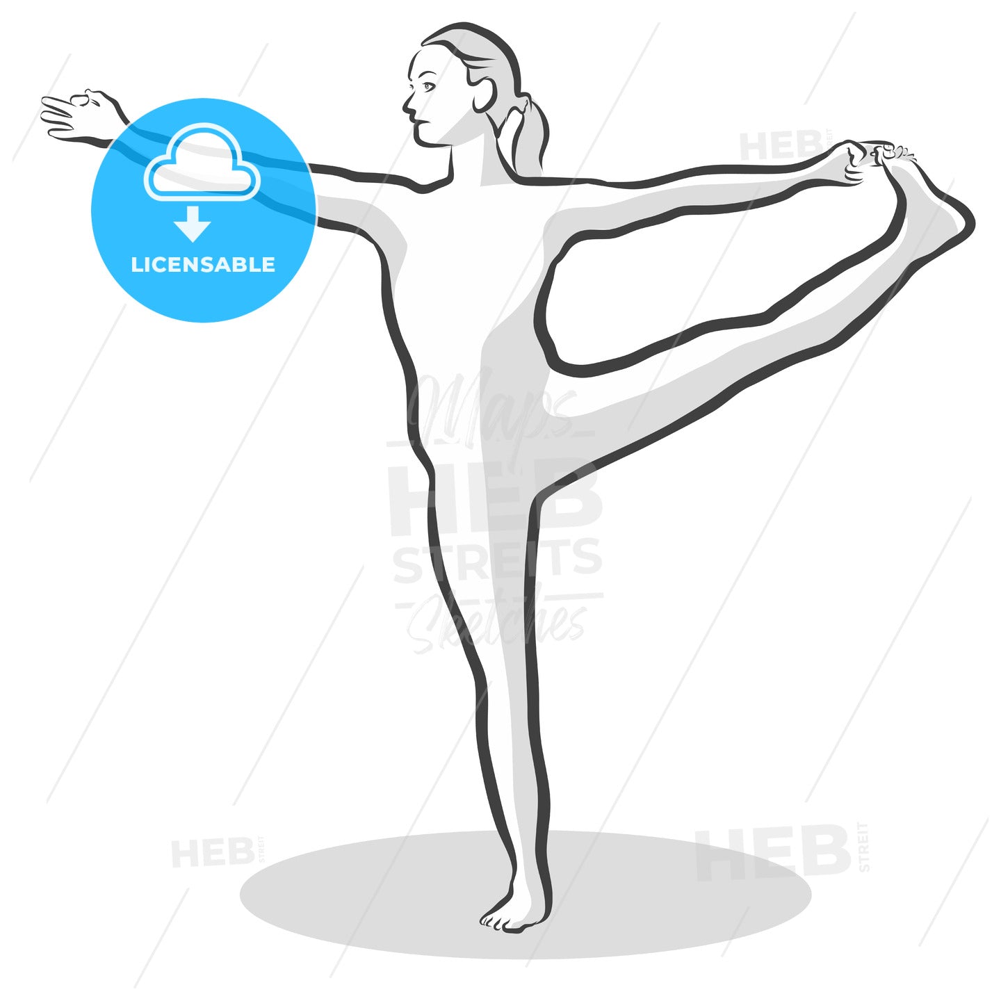 Extended Hand to Big Toe Utthita Hasta Padangustasana Yoga Pose – instant download