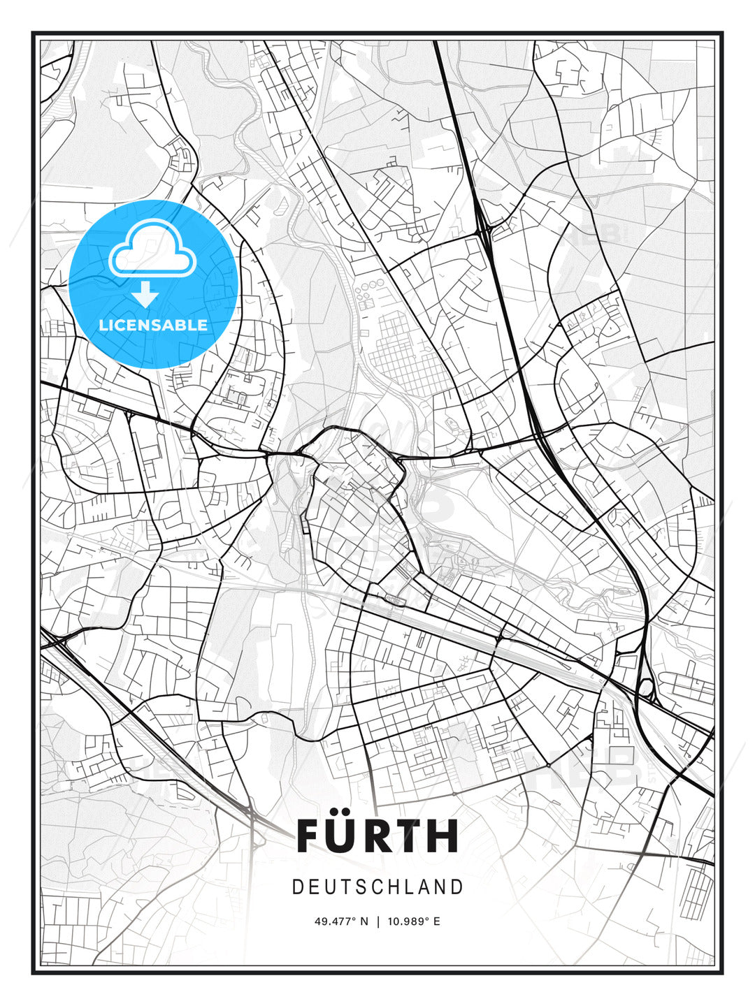 FÜRTH / Furth, Germany, Modern Print Template in Various Formats - HEBSTREITS Sketches