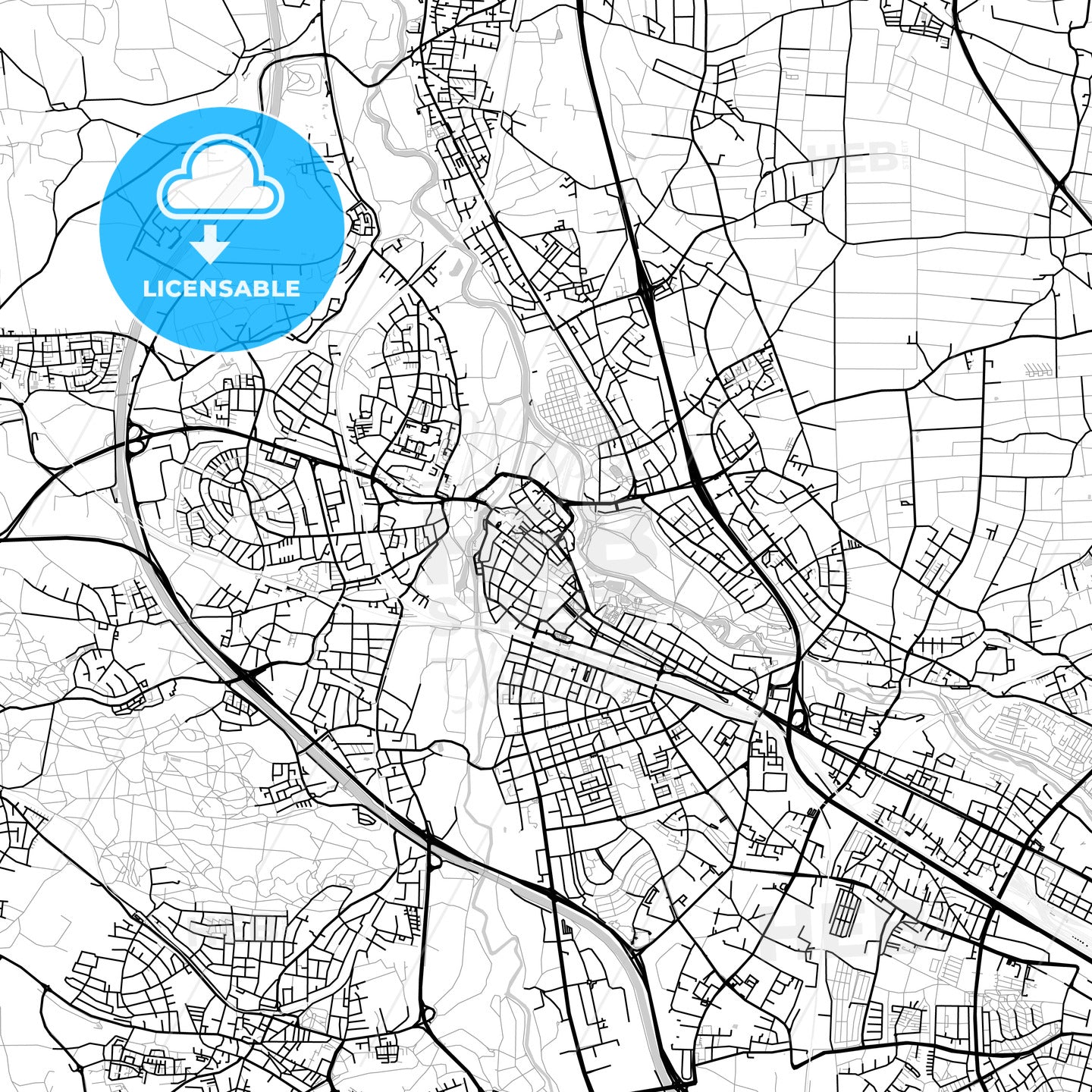 Fürth, Germany, Vector Map - Light